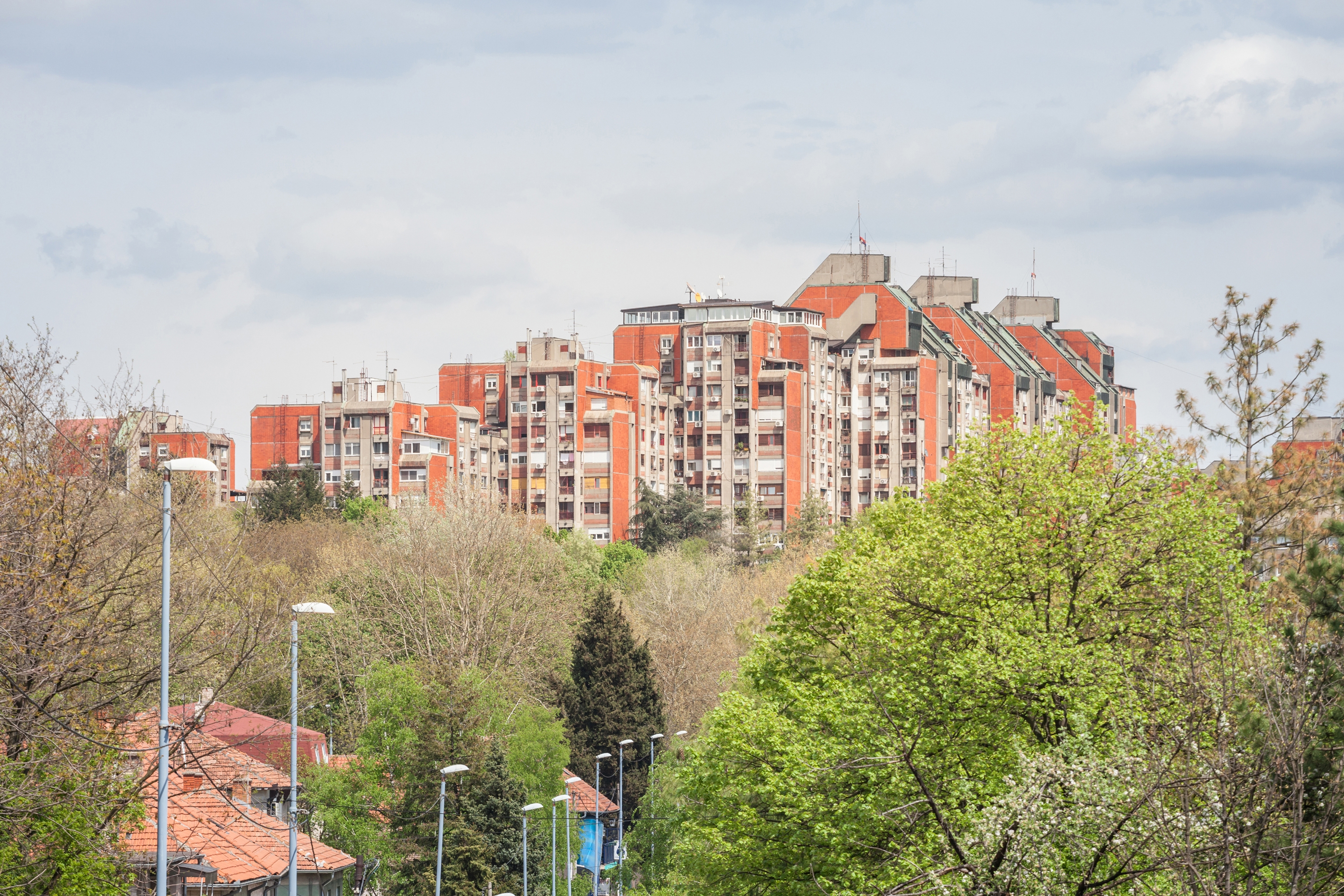 Brutalist,Socialist,Yugoslav,High,Rise,Apartment,Buildings,,Housing,Towers,,In