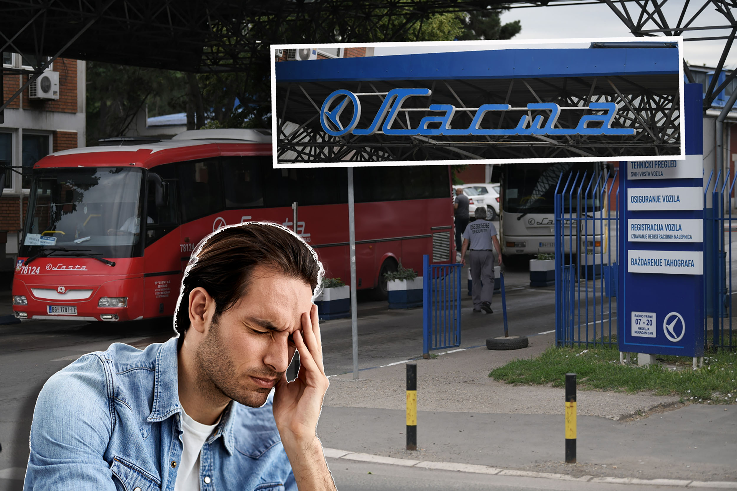 Lasta drzi se za glavu autobus lasta