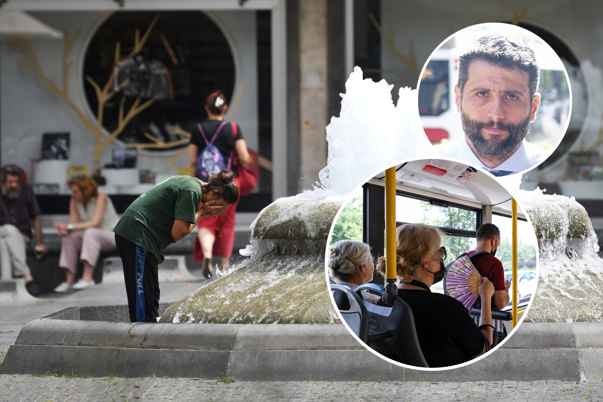 Vrućine, vrućina, Aleksandar Šapić, GSP, autobus, gradski prevoz, kombo Foto: Filip Krainčanić, Dragan Mujan/Nova.rs/N1