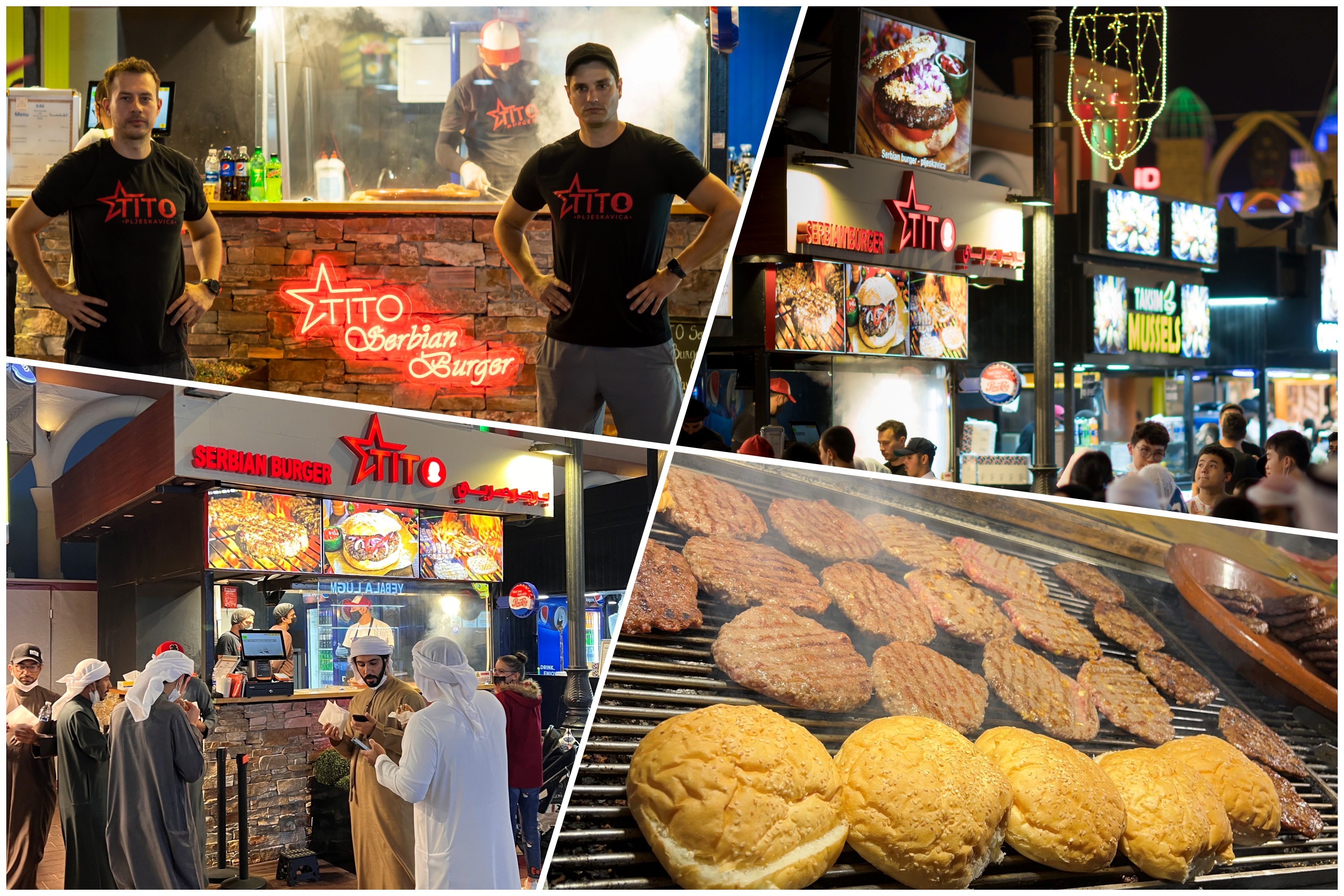 Dubai, Milan Katanić i Stanko Nikolić, roštilj, pljeskavice, brza hrana, hamburgeri, kiosk, lokal, srpske pljeskavice, kombo Foto: Privatna arhiva