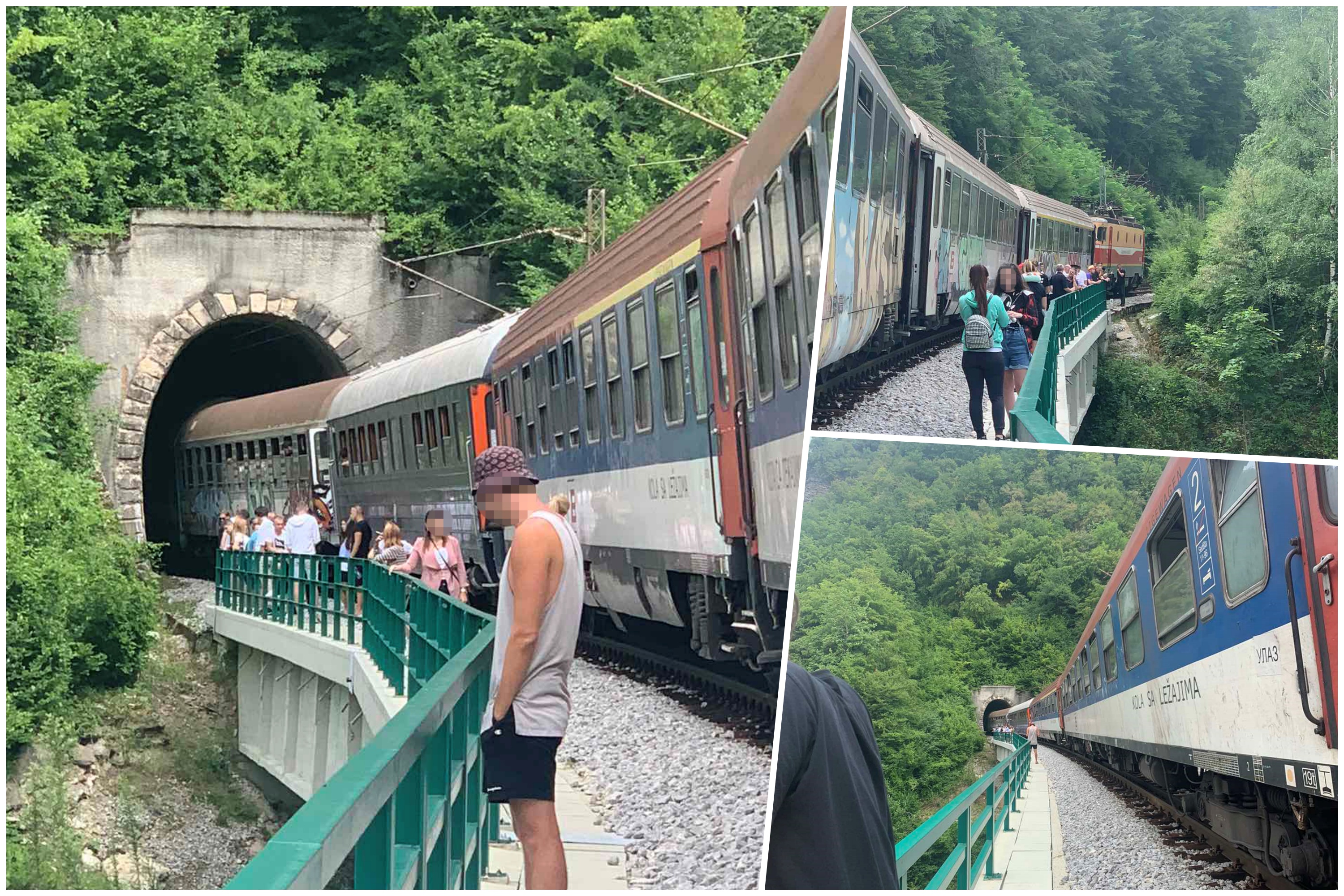 Brzi voz Beograd-Bar pokvario se kod Kolašina, a putnici više od tri sata čekaju. Voz, kvar, u kvaru, tunel, stoji voz, zastoj, putnici, kombo Foto: Privatna arhiva