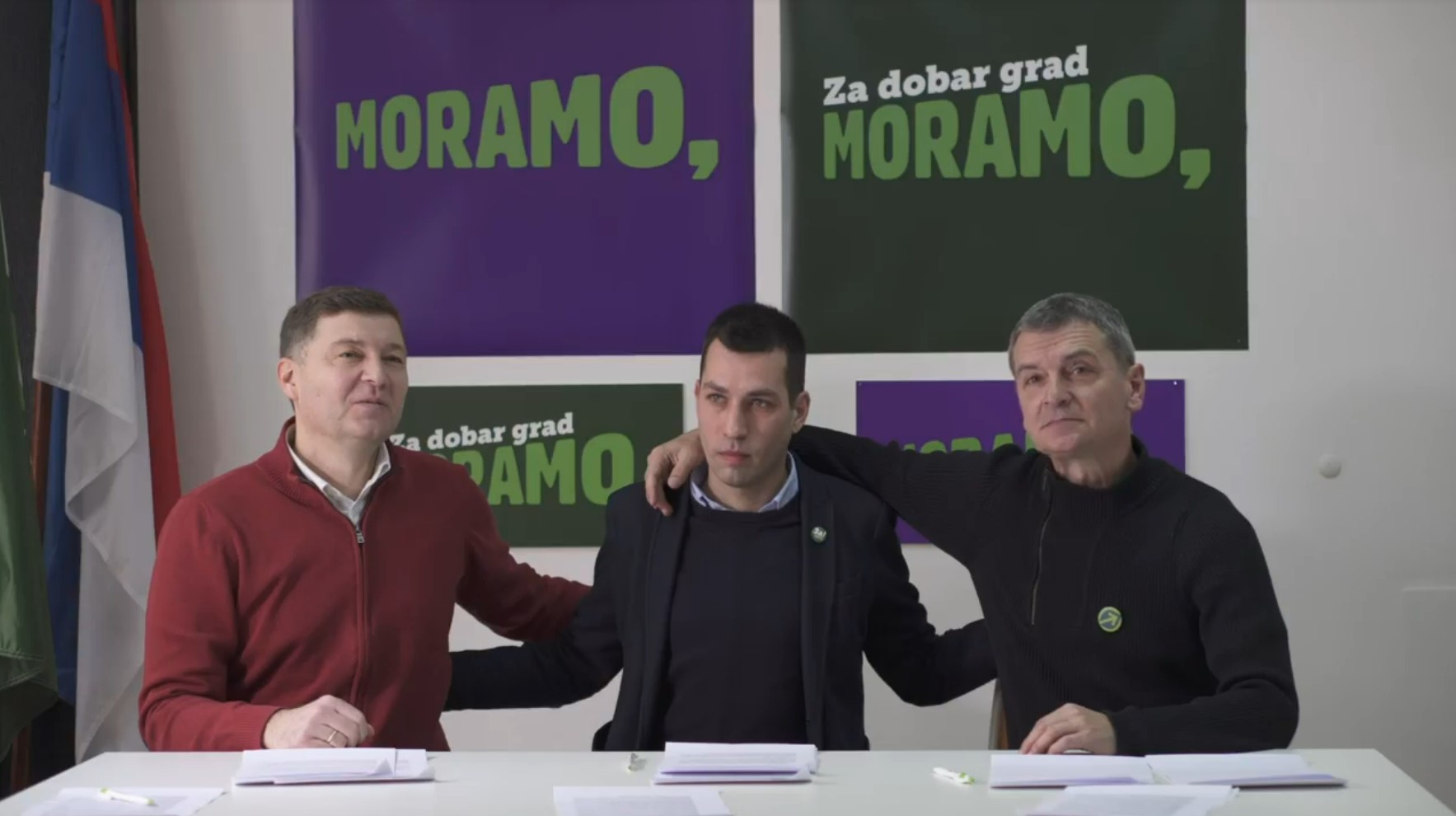 Nebojša Zelenović, Dobrica Veselinović i Aleksandar Jovanović Ćuta Foto: Moramo/Promo