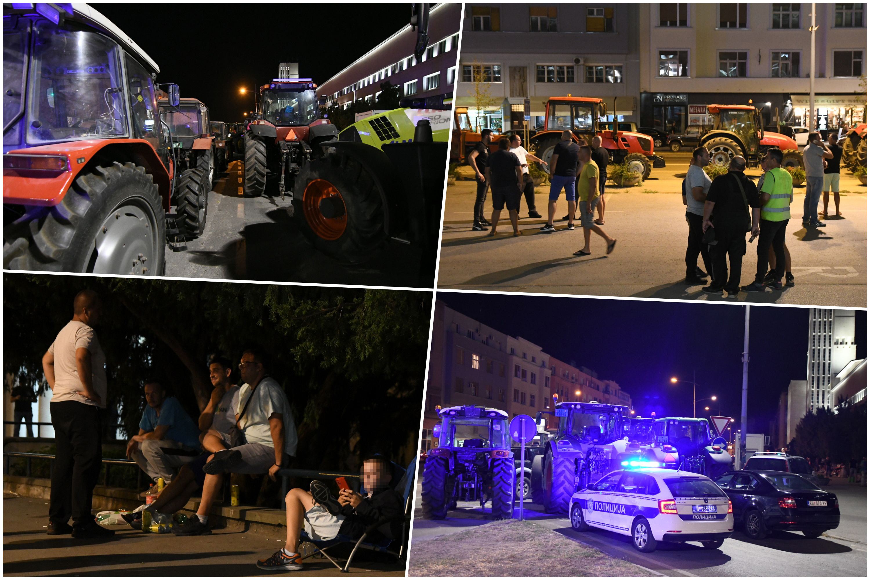 Novi Sad 09.08.2022. Protest poljoprivrednika u Novom Sadu, blokirana ulica, poljoprivrednici, blokada, kombo Foto: Nenad Mihajlović/Nova.rs