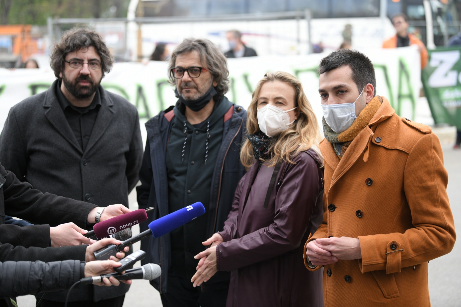 Radomir Lazović, Đorđe Pavićević, Djordje Pavićević, Dobrica Veselinović
Beograd 16.04.2021. Despota Stefana, protest, Ne davimo Beograd Foto: Dragan Mujan/Nova.rs