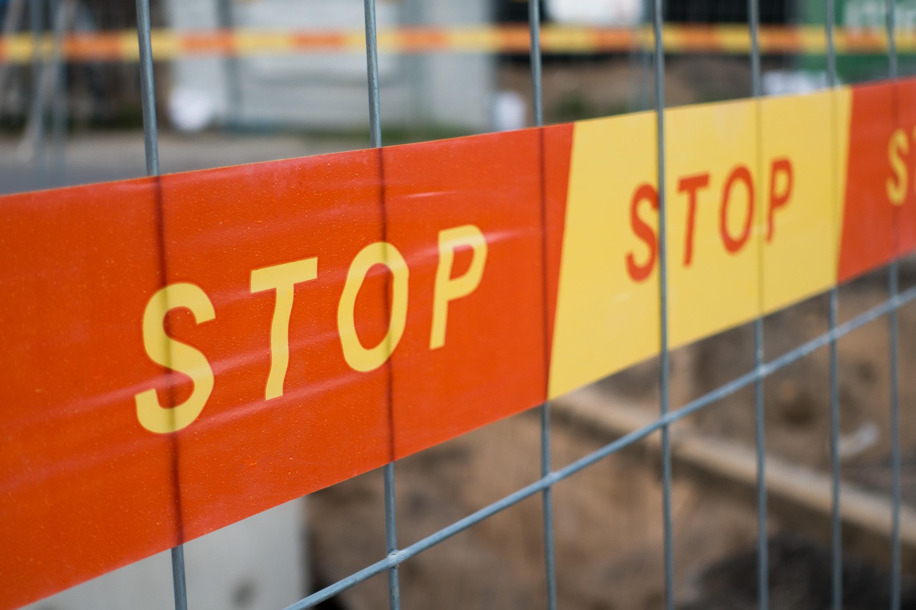 stop sign ribbon on a construction site,Image: 303248704, License: Royalty-free, Restrictions: , Model Release: no, Credit line: Anton Gvozdikov / Alamy / Alamy / Profimedia