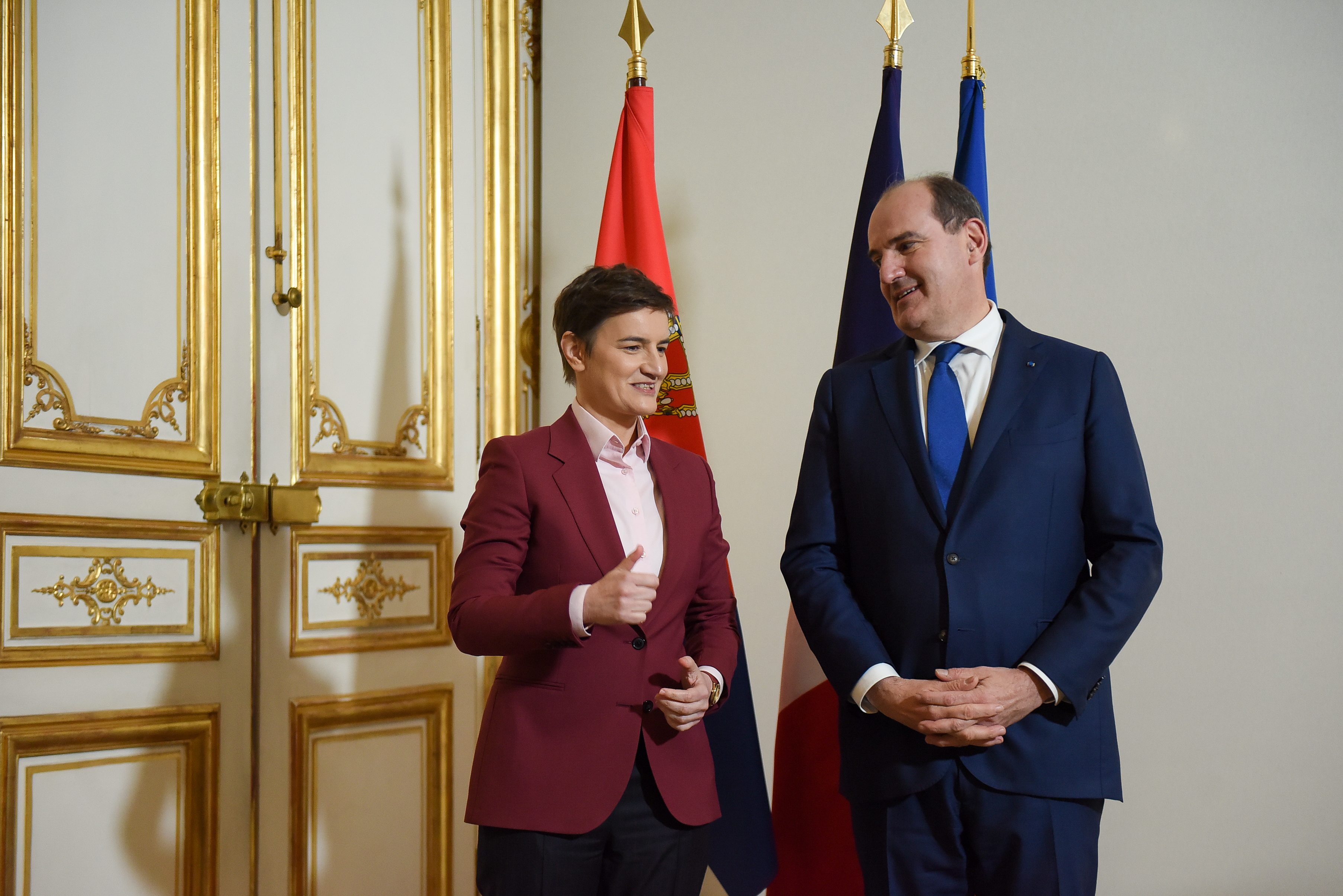 Pariz, 11. februara 2022.- Premijerka Srbije Ana Brnabic boravi danas u Parizu, gde se sastala sa predsednikom Vlade Francuske Zanom Kasteksom. FOTO TANJUG/ VLADA REPUBLIKE SRBIJE/ PEDJA VUCKOVIC/ bg