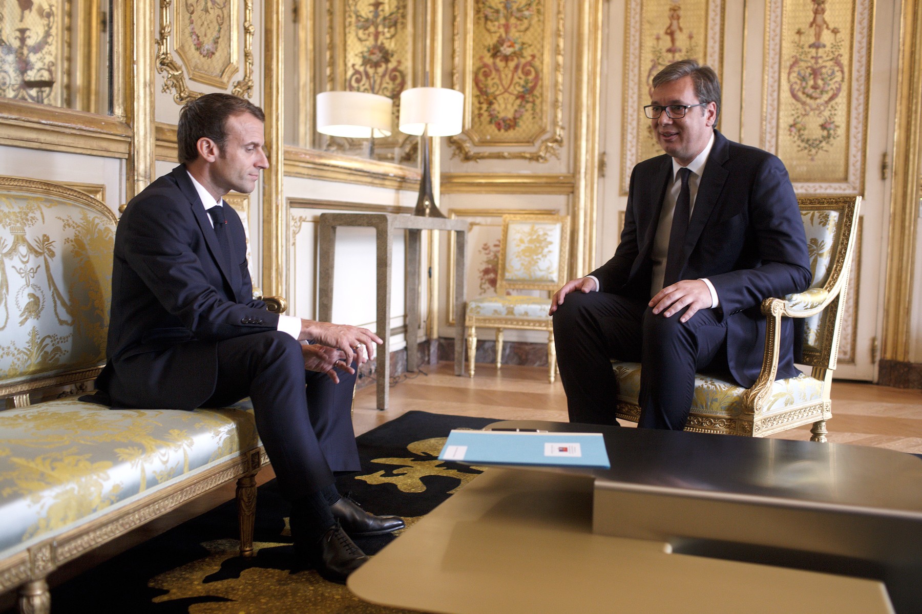 Emmanuel Macron meets with his Serbian counterpart Aleksandar Vucic - Paris