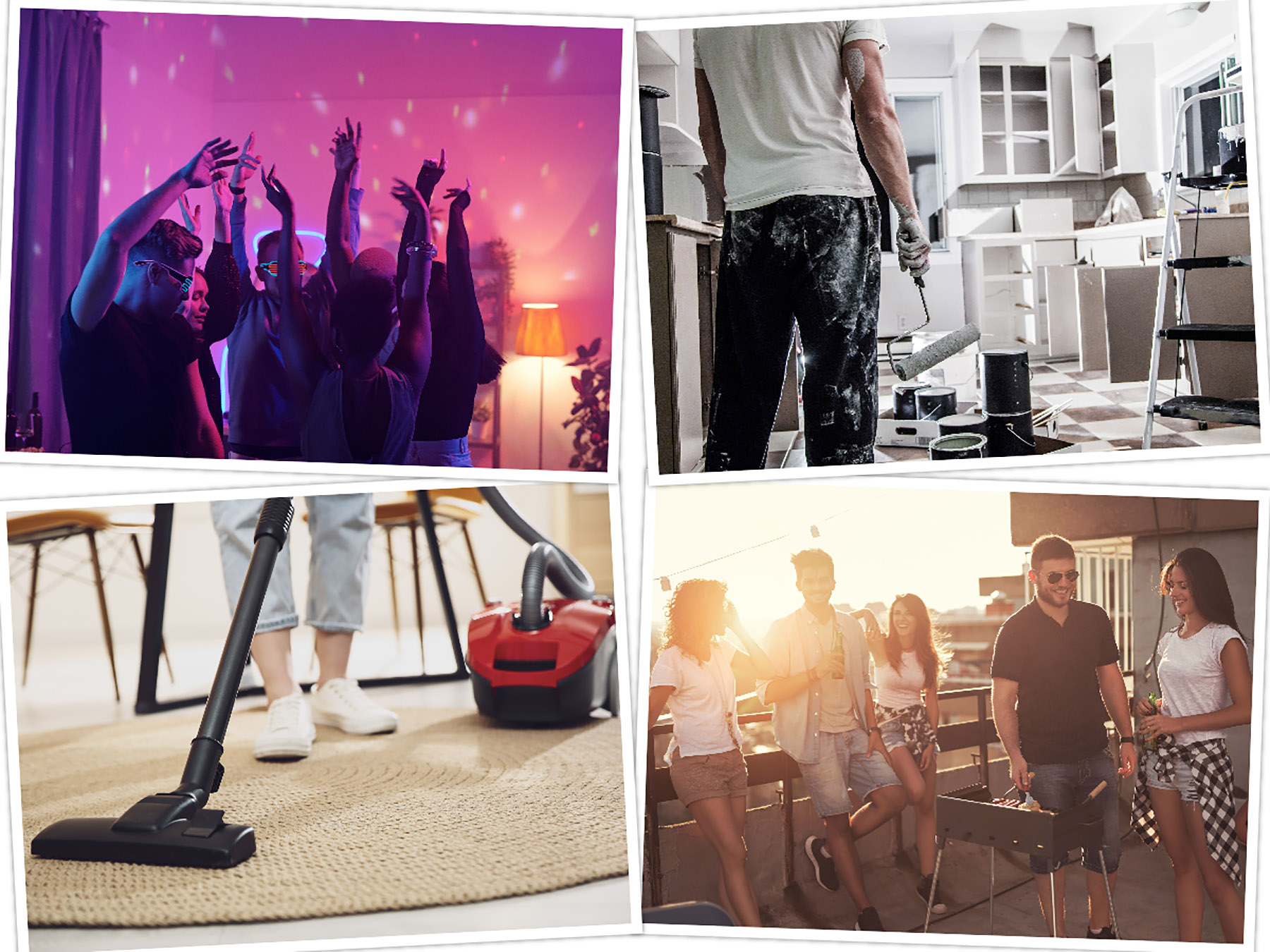 Kućna žurka renoviranje stana rostiljanje na terasi i usisavanje