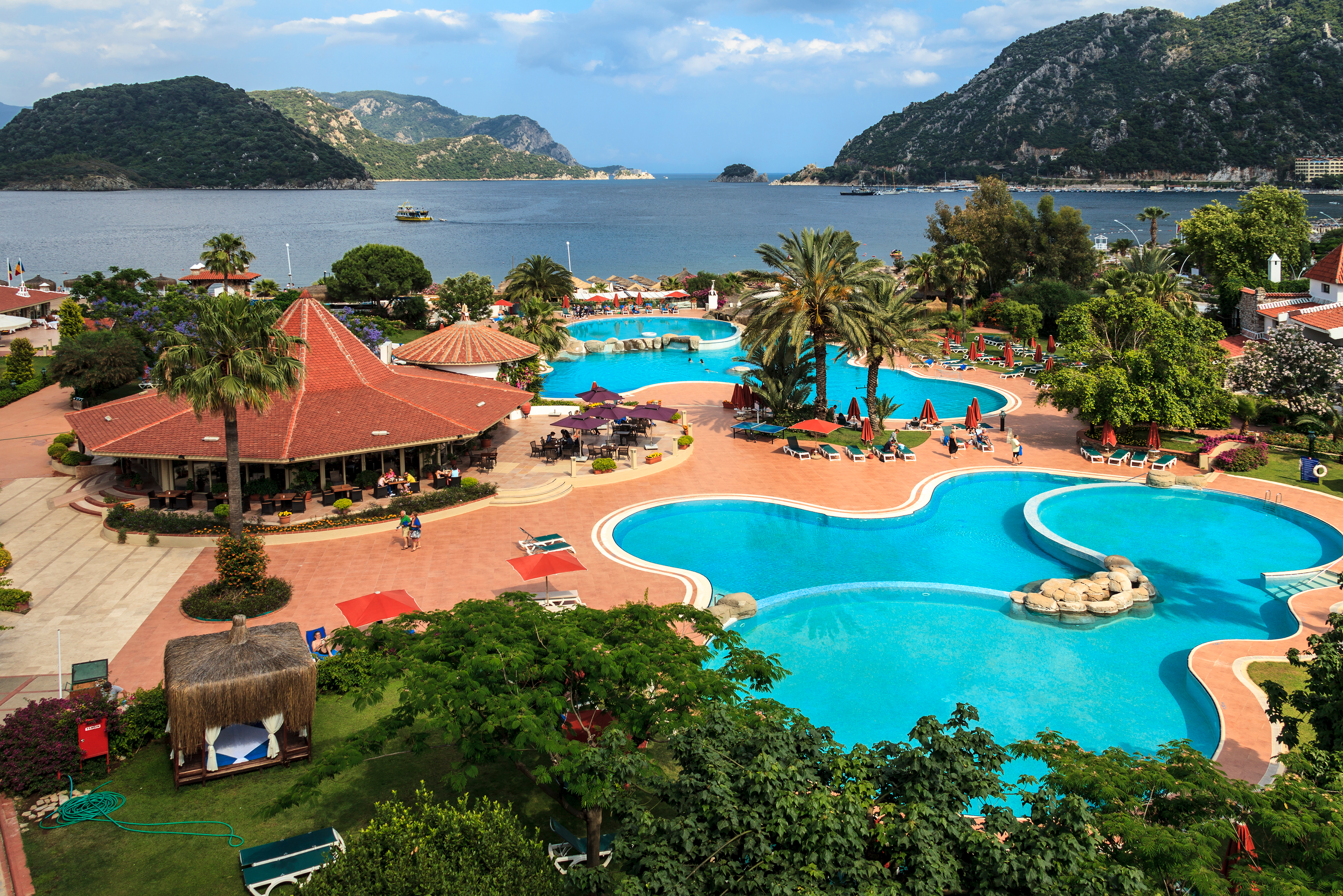 Icmeler,,Marmaris,,Turkey,-,May,2016:,Mountain,,Sea,And,Pool