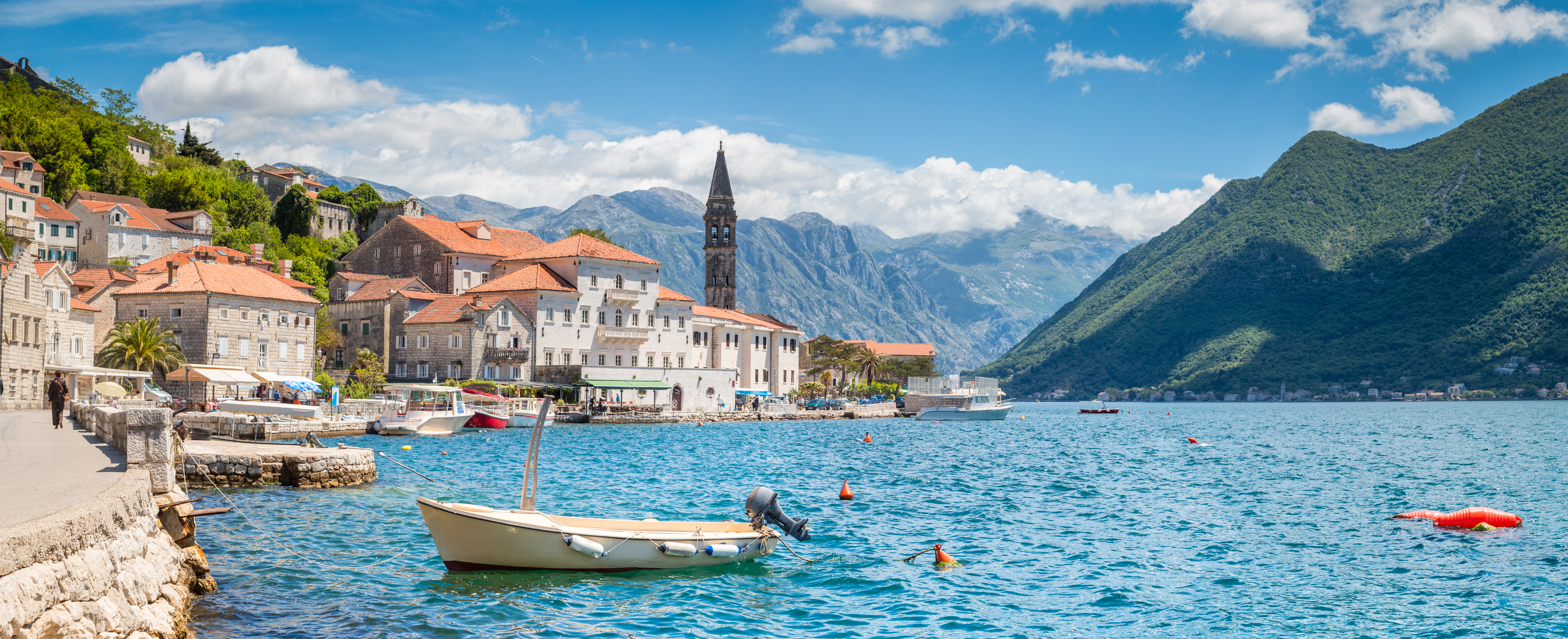 Scenic,Panorama,View,Of,The,Historic,Town,Of,Perast,Located
