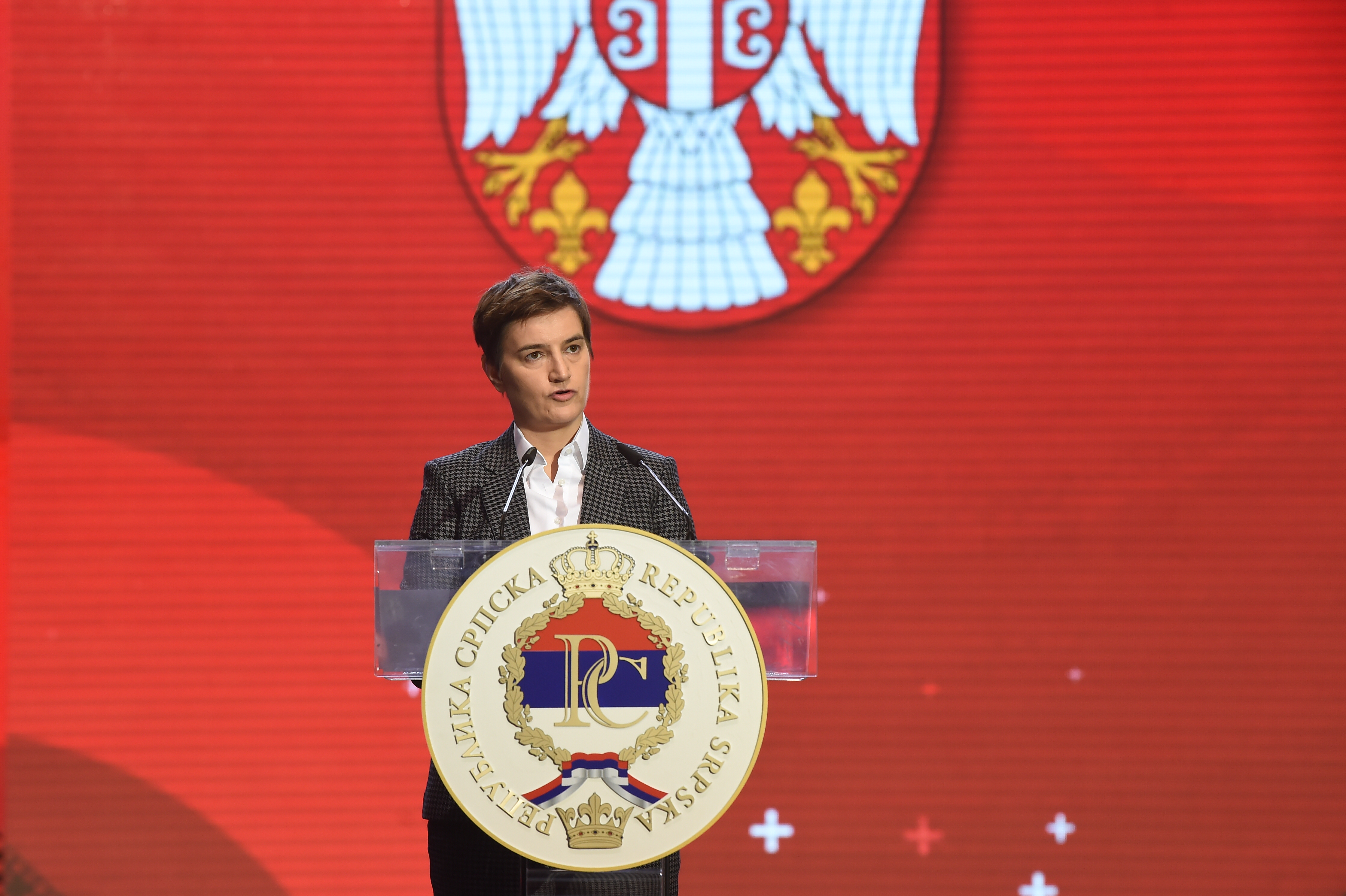 Banjaluka, 8. januara 2022.- Svecana akademija povodom Dana Republike Srpske. Premijerka Republike Srbije Ana Brnabic. FOTO TANJUG/ MILOS MILIVOJEVIC/ bs