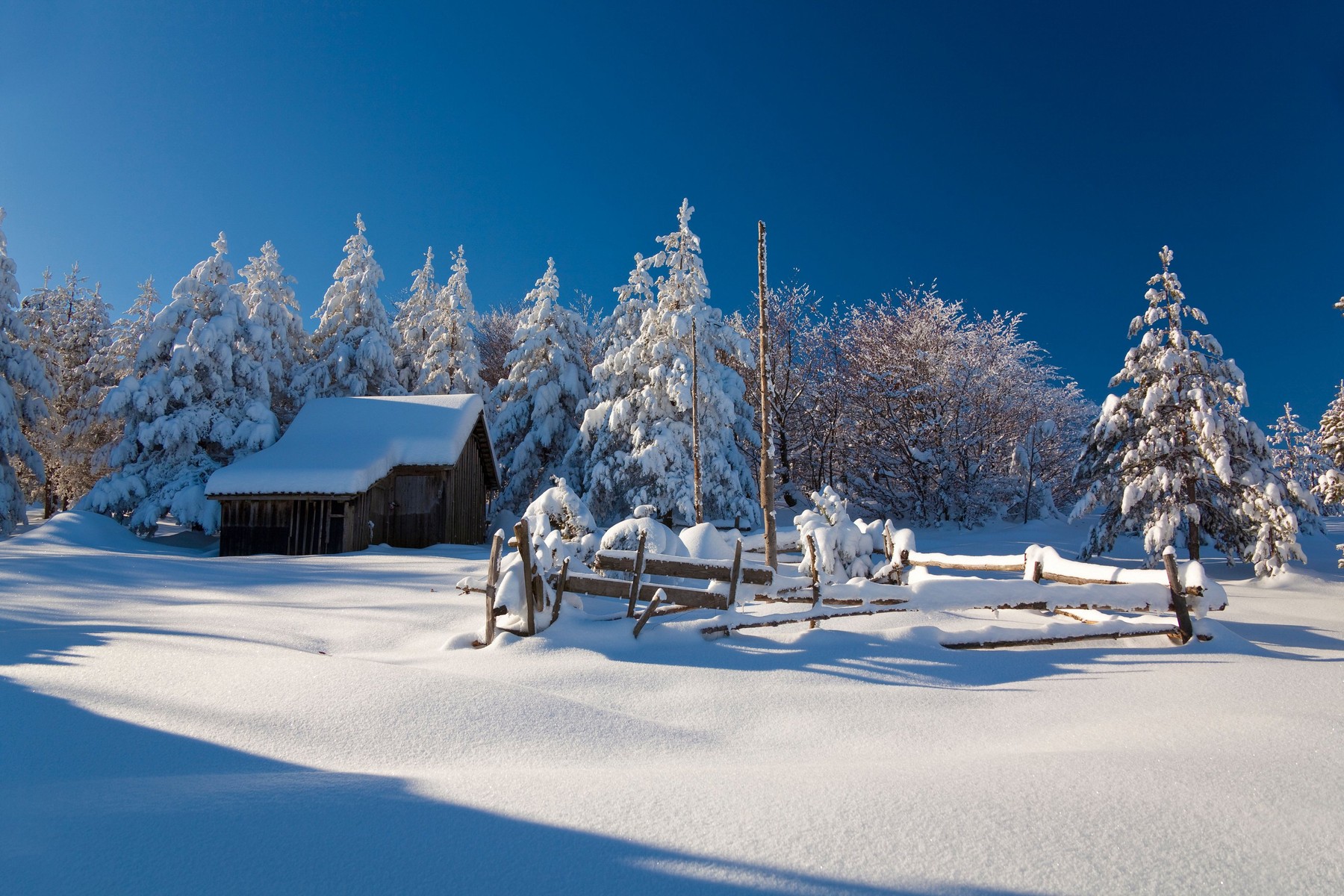 Mountain farm at winter