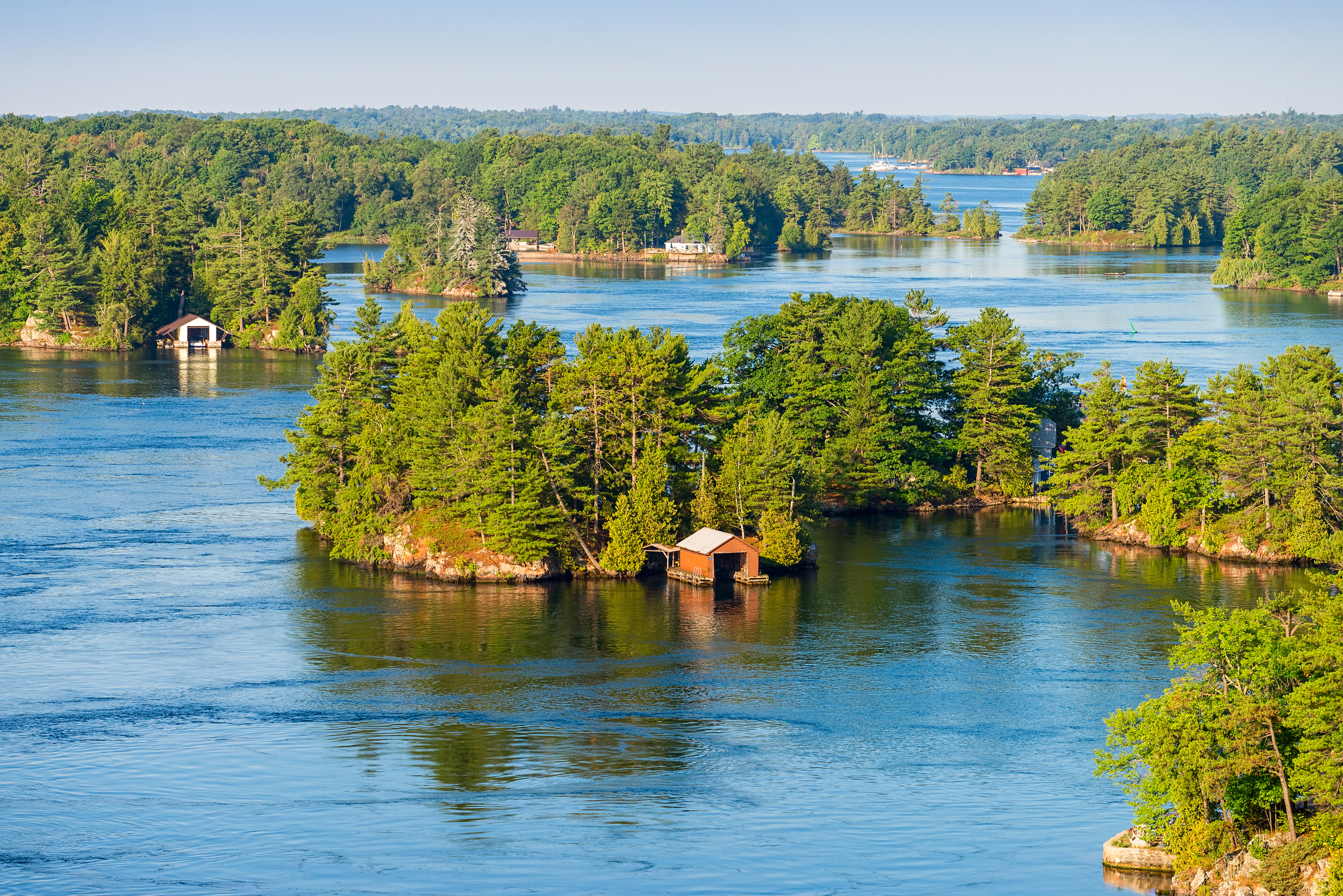 Boathouses in Thousand Islands region in Ontario