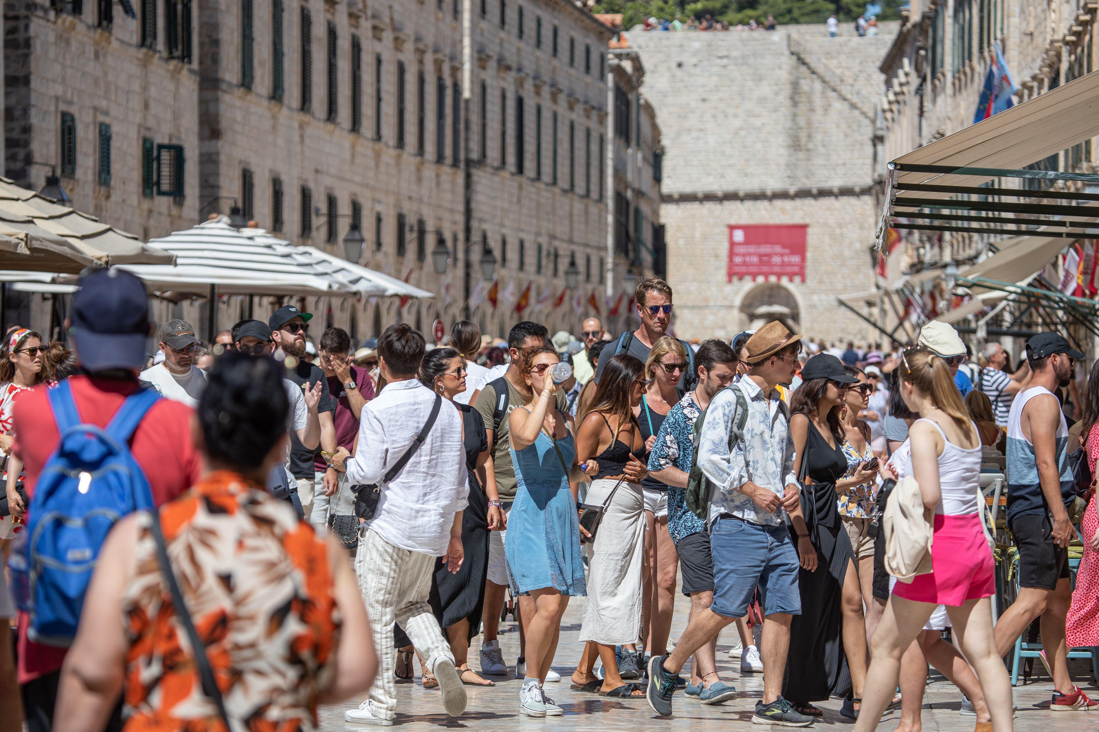 Tourists are seen sightseeing in the Old Town of Dubrovnik, Croatia on July 13, 2022. Photo: Grgo Jelavic/PIXSELL