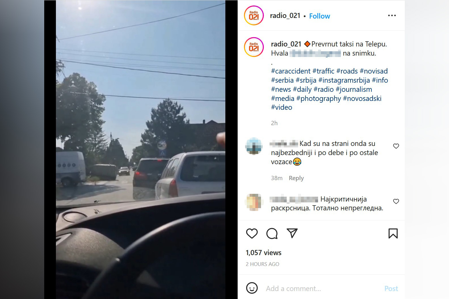 Prevrnut taksi Foto: Printscreen/Instagram/radio_021