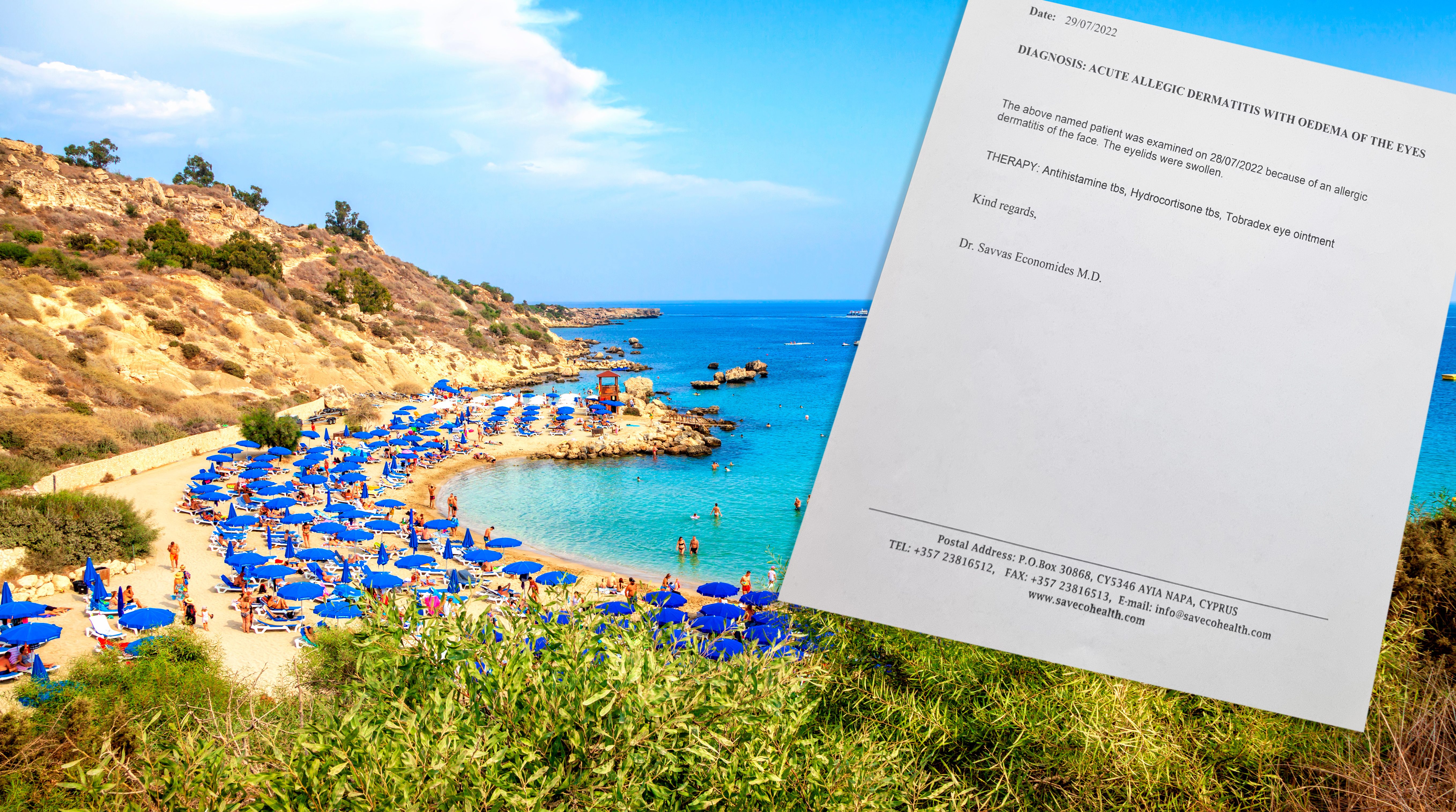 Konnos Beach of Cyprus island. Cape Greko natural park.Kipar, Aja napa, izvestaj lekara kombo