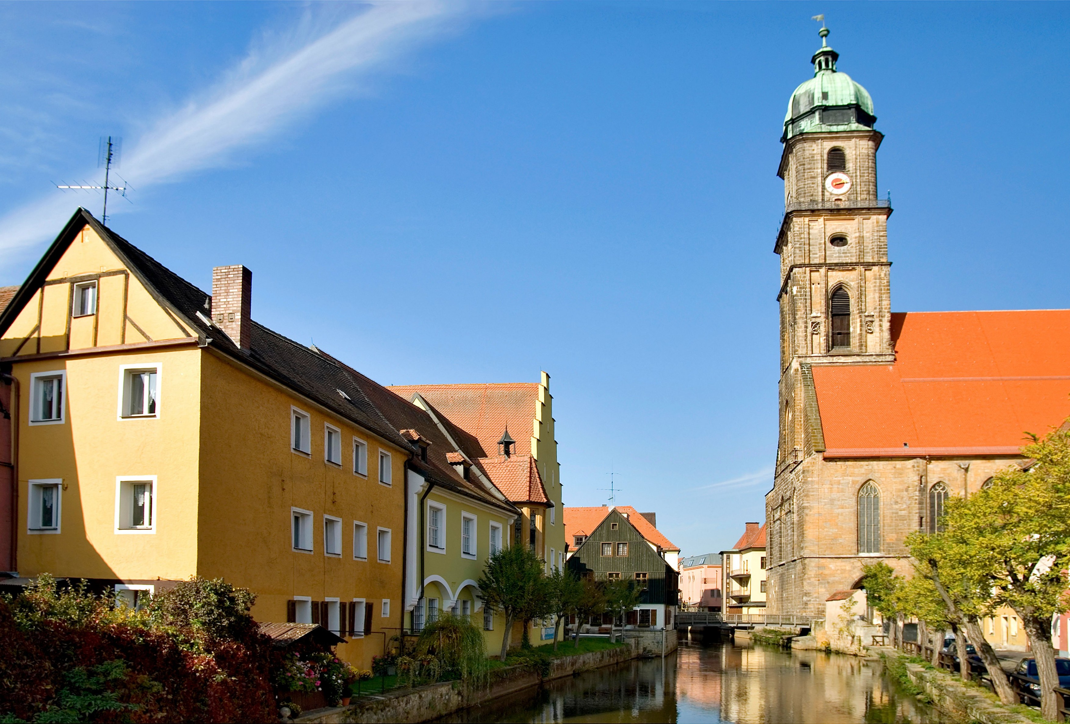 Old Town and the St. Martin Church of Amberg, Germany, Bavaria, Amberg