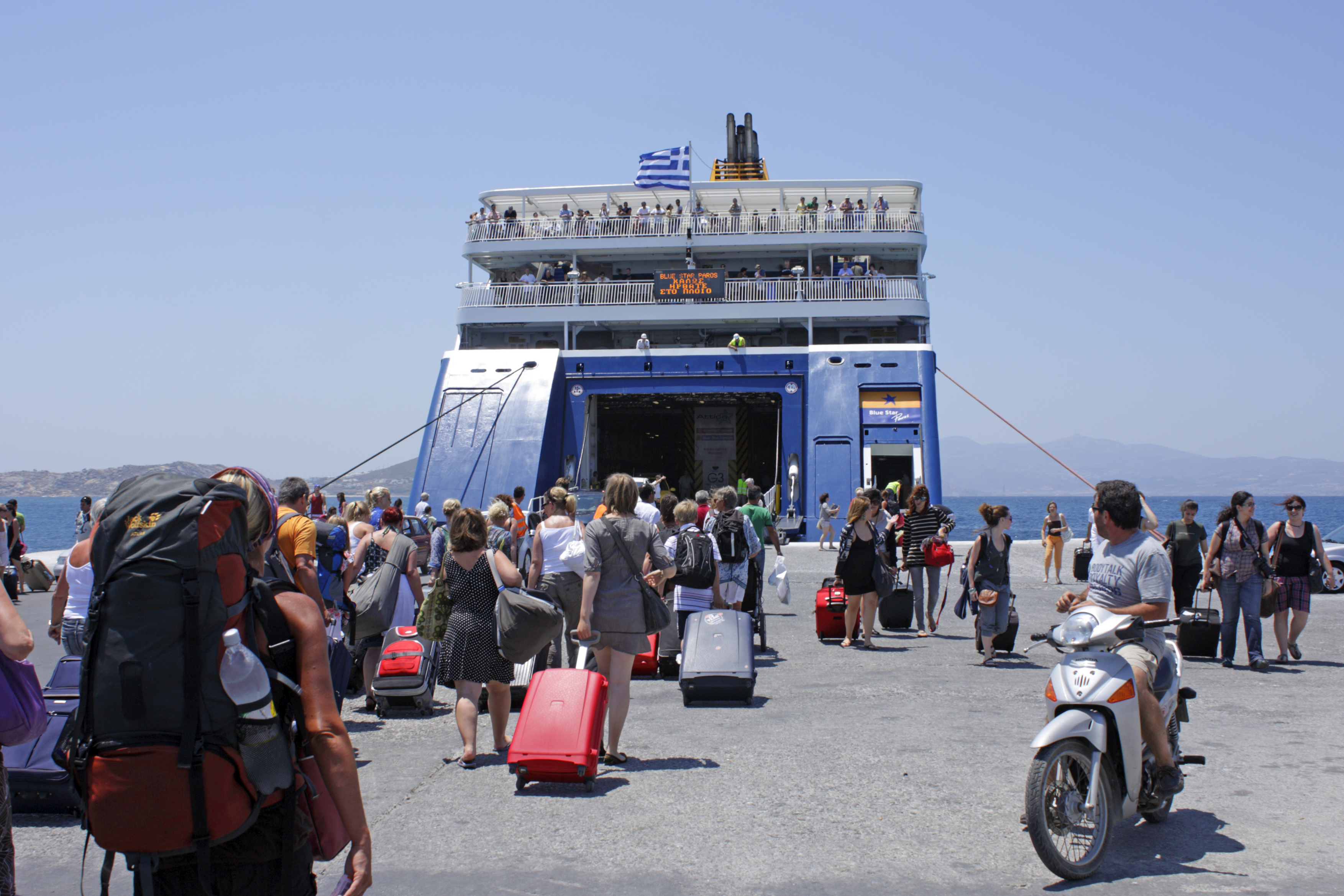 Ferry to Santorini, harbour, Naxos town, Naxos island, Cyclades, Aegean Sea, Greece, Europe,Image: 88645586, License: Rights-managed, Restrictions: , Model Release: no, Credit line: Siegfried Kuttig / imageBROKER / Profimedia