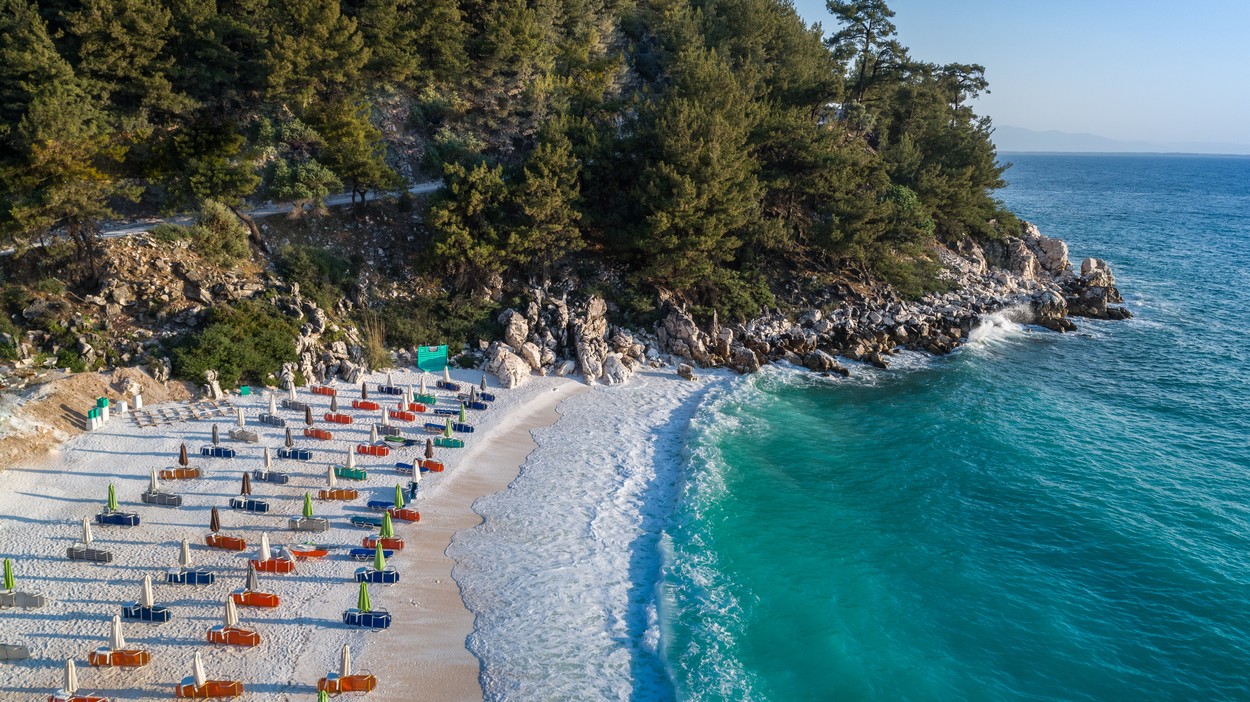 Marble beach (Saliara beach),  Thassos Islands,  Greece. The most beautiful white beach in Greece,Image: 382830119, License: Royalty-free, Restrictions: , Model Release: no, Credit line: Stelian Porojnicu / Panthermedia / Profimedia