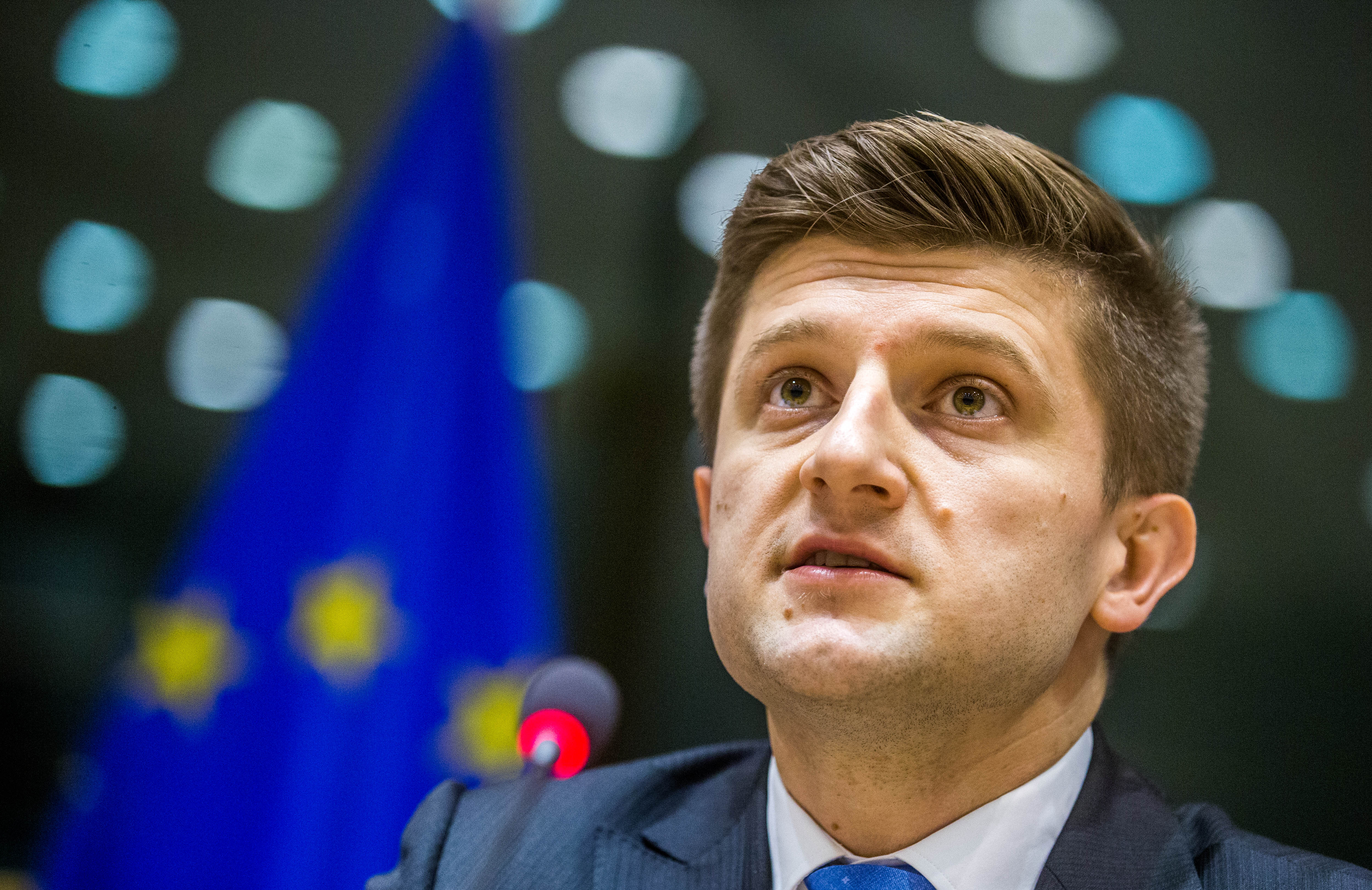 epa05873796 Croatian Finance Minister Zdravko Maric speaks during the European Parliament Committee on Economic and Monetary Affairs meeting at the European Parliament in Brussels, Belgium, 27 March 2017.  EPA/STEPHANIE LECOCQ