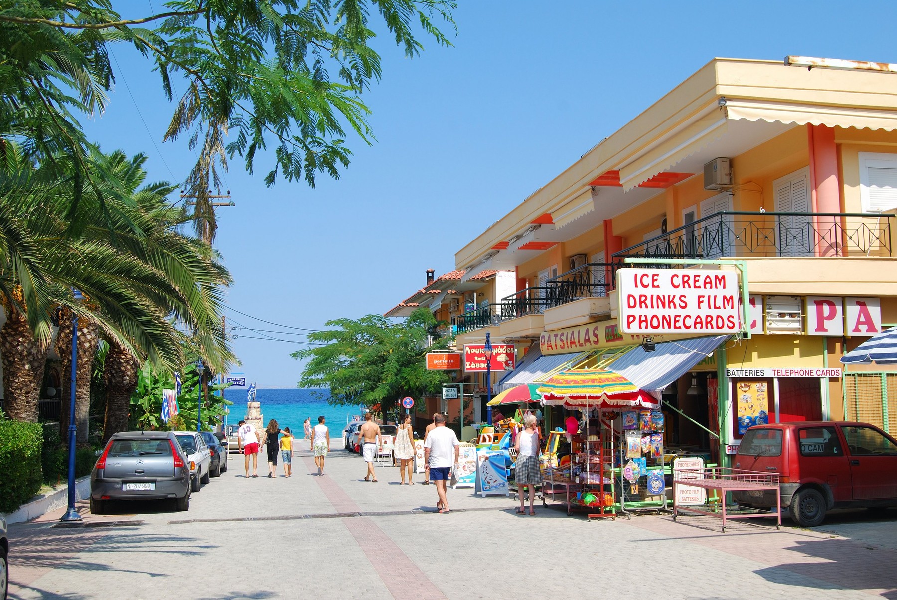 Walkway to beach, Polychrono, Kassandra Peninsula, Chalkidiki, Central Macedonia, Greece