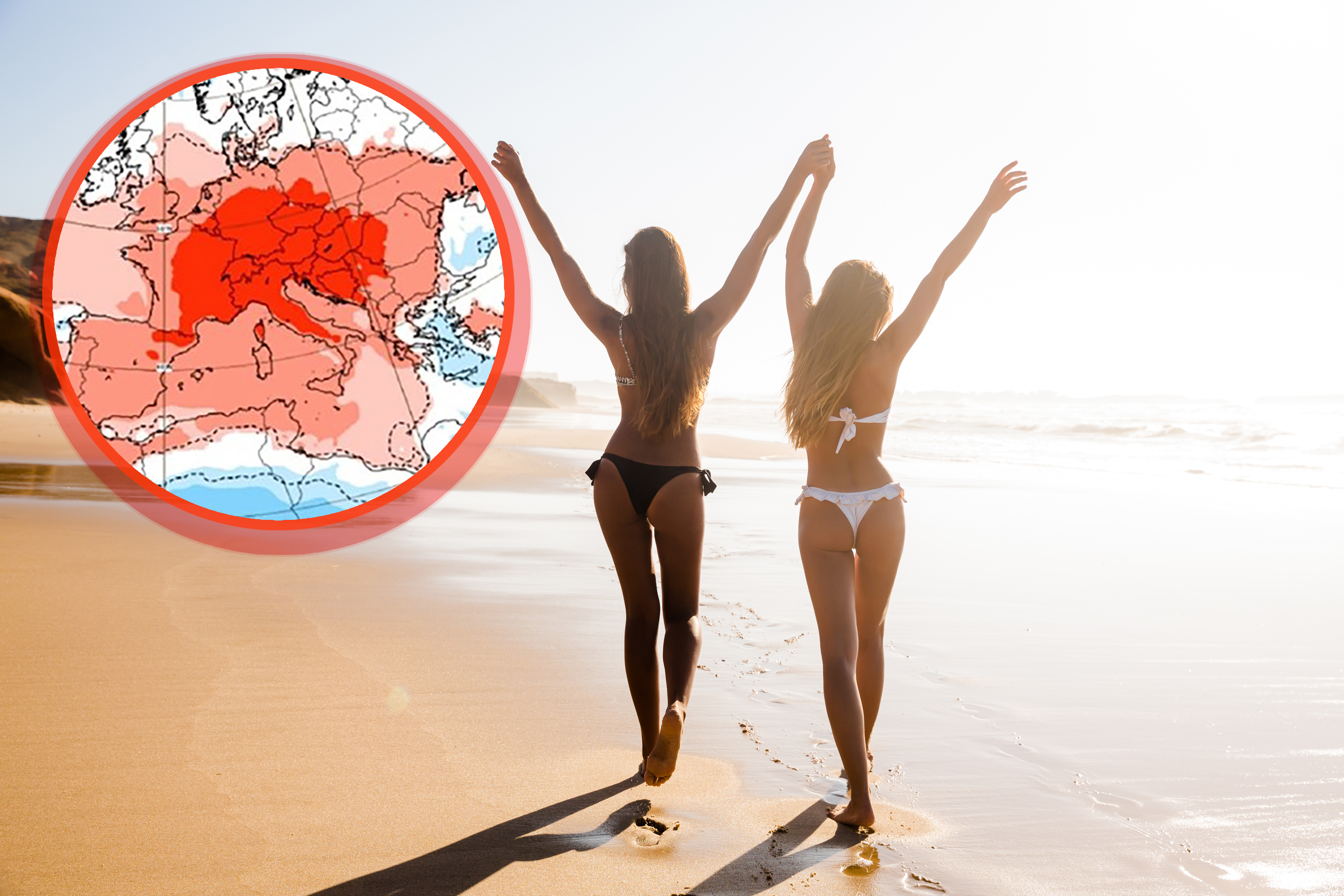 Beautiful girls in bikin walking on the beach vremenska prognoza vreme leto