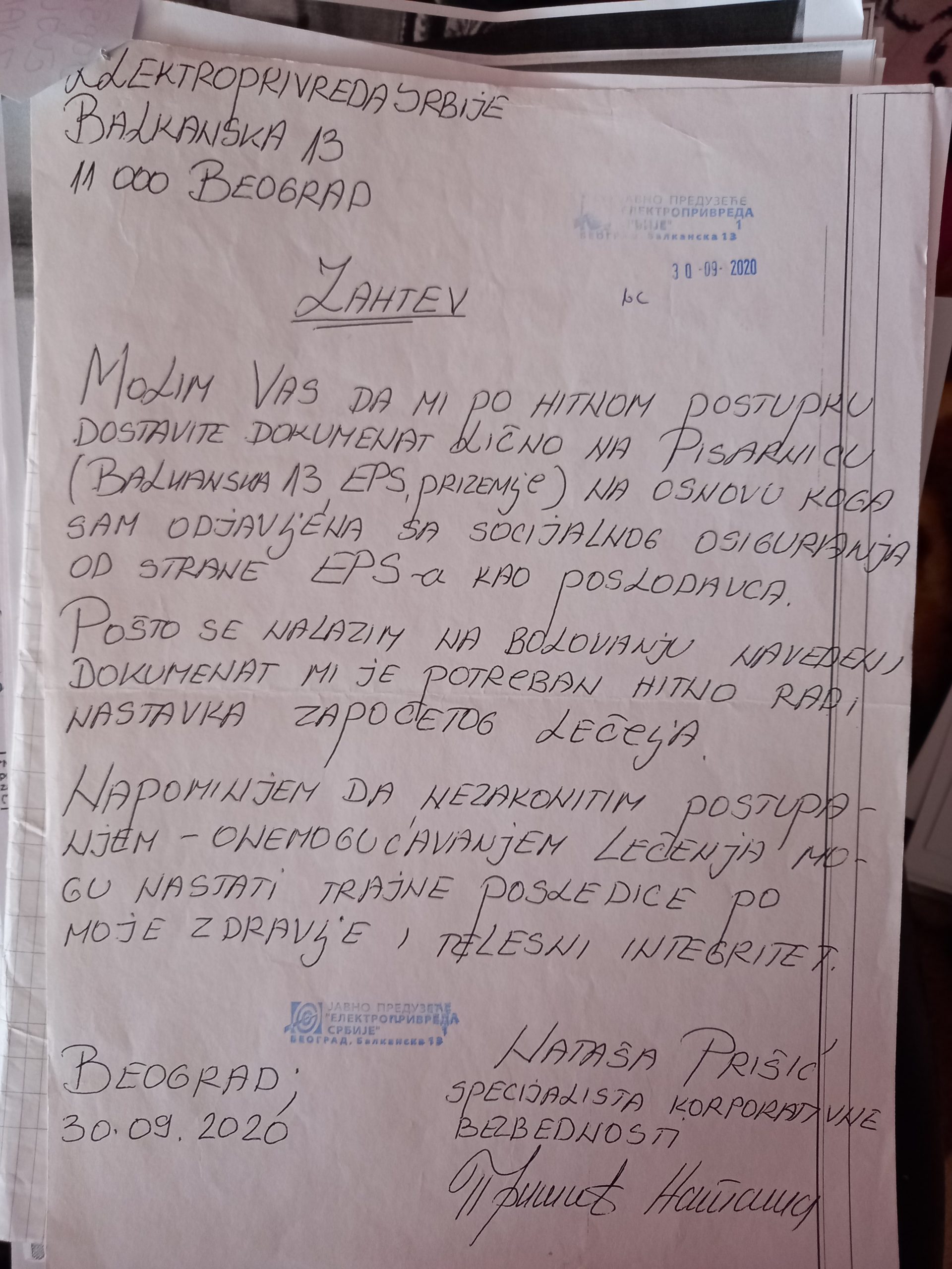 Nataša Prišić, Elektrovojvodina, Novi Sad, mobing, otkaz Foto: Privatna arhiva