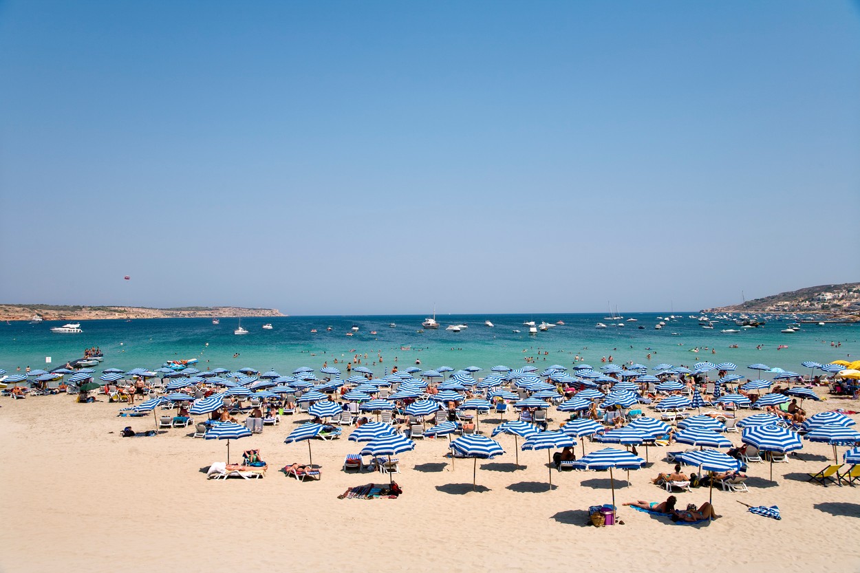 Beach, Mellieha Bay, Mellieha, Malta