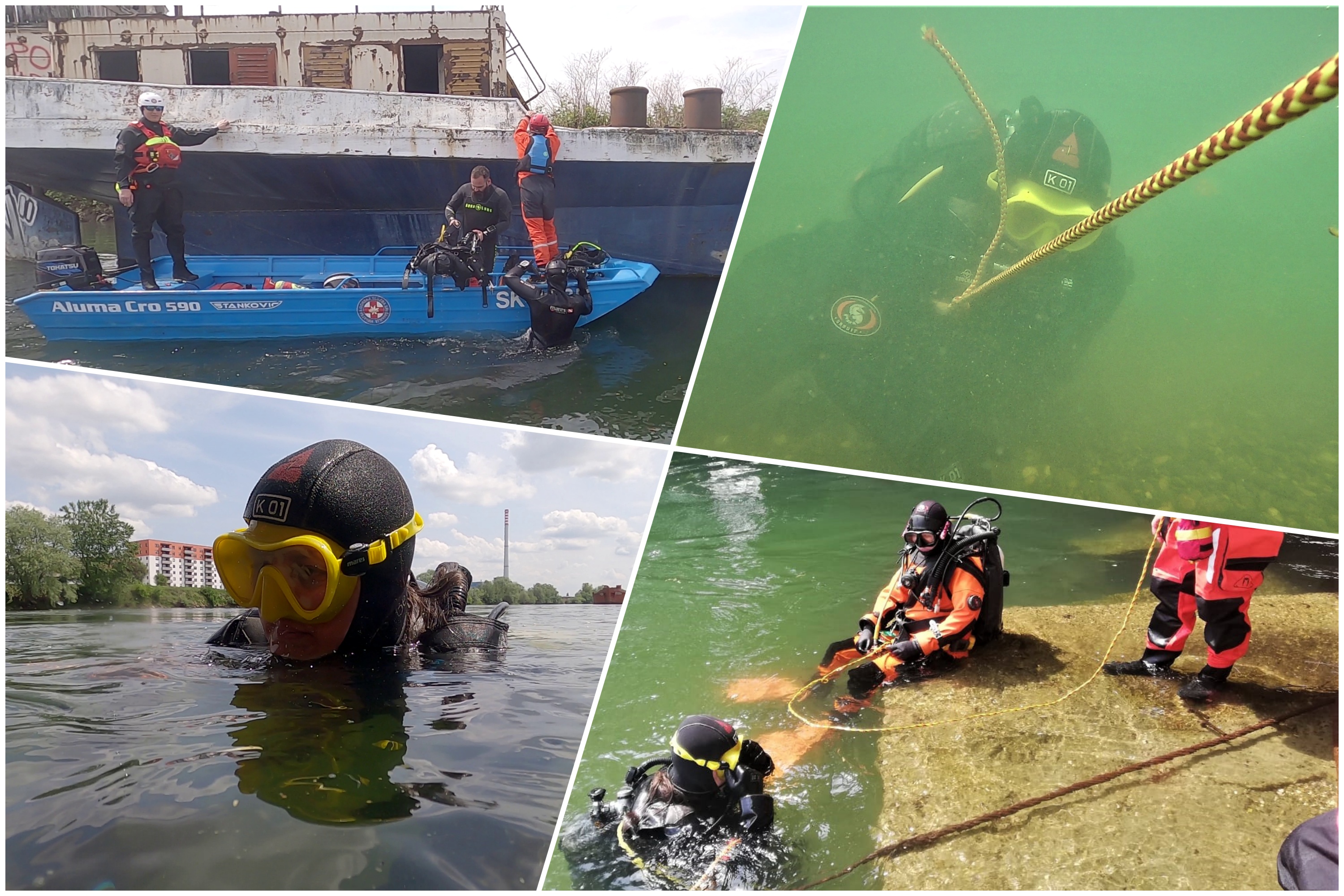 Zagreb 02.05.2022. pretraživanje reke, Save, ronioci, potraga za Marijanom Seifert, Marijanom Čvrljak, učesnicom Velikog Brata, nestala pre pet dana, kombo Foto: hgss.hr