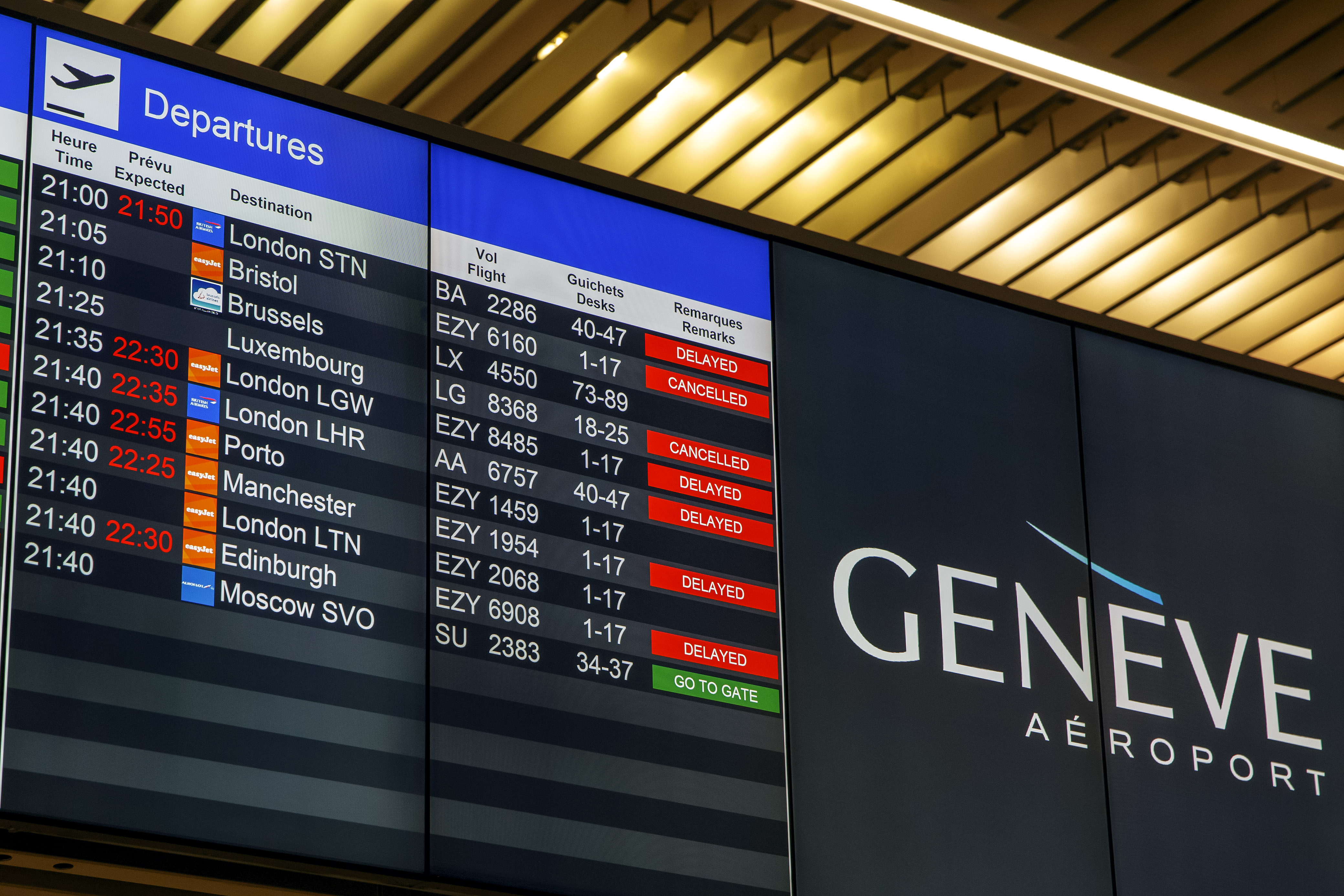 Delays due to weather at Geneva Airport