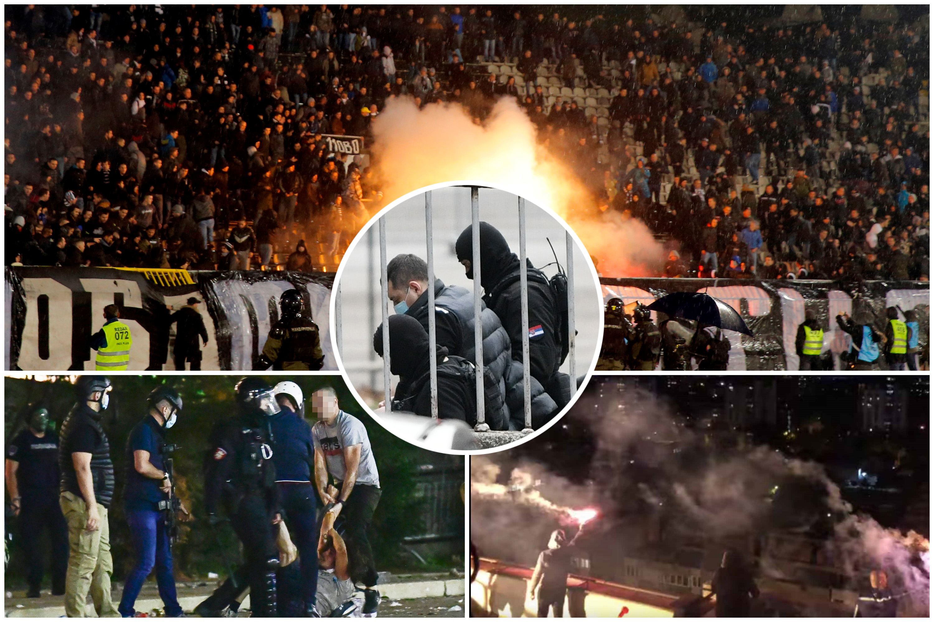 Navijači, protest, baklje, bakljada, Velja nevolja, Veljko Belivuk, hapšenje, kombo Foto: Starsport/Printscreen/Arhiva