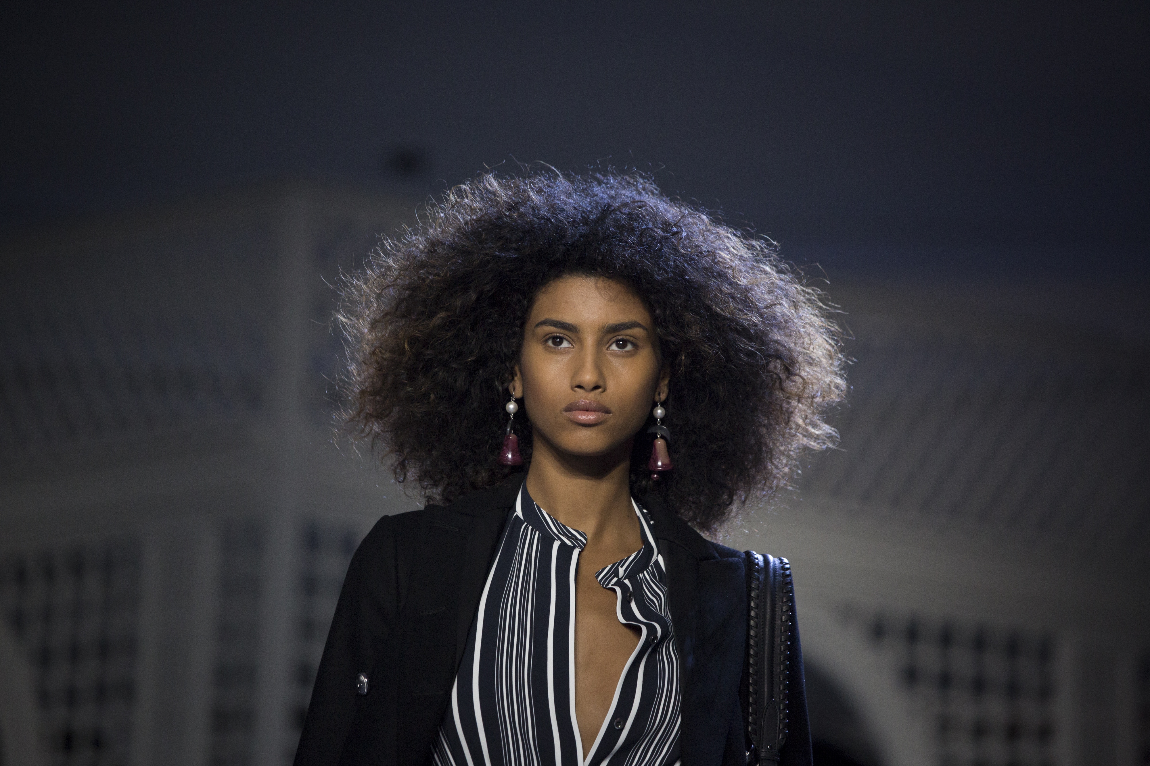 epa05159512 Dutch model Imaan Hammam presents a creation during the Altuzarra fall 2016 show at the New York Fall Fashion Week, in New York, New York, USA, 13 February 2016. The Fall 2016 collections are presented from 11 to 18 February.  EPA/JOHN TAGGART