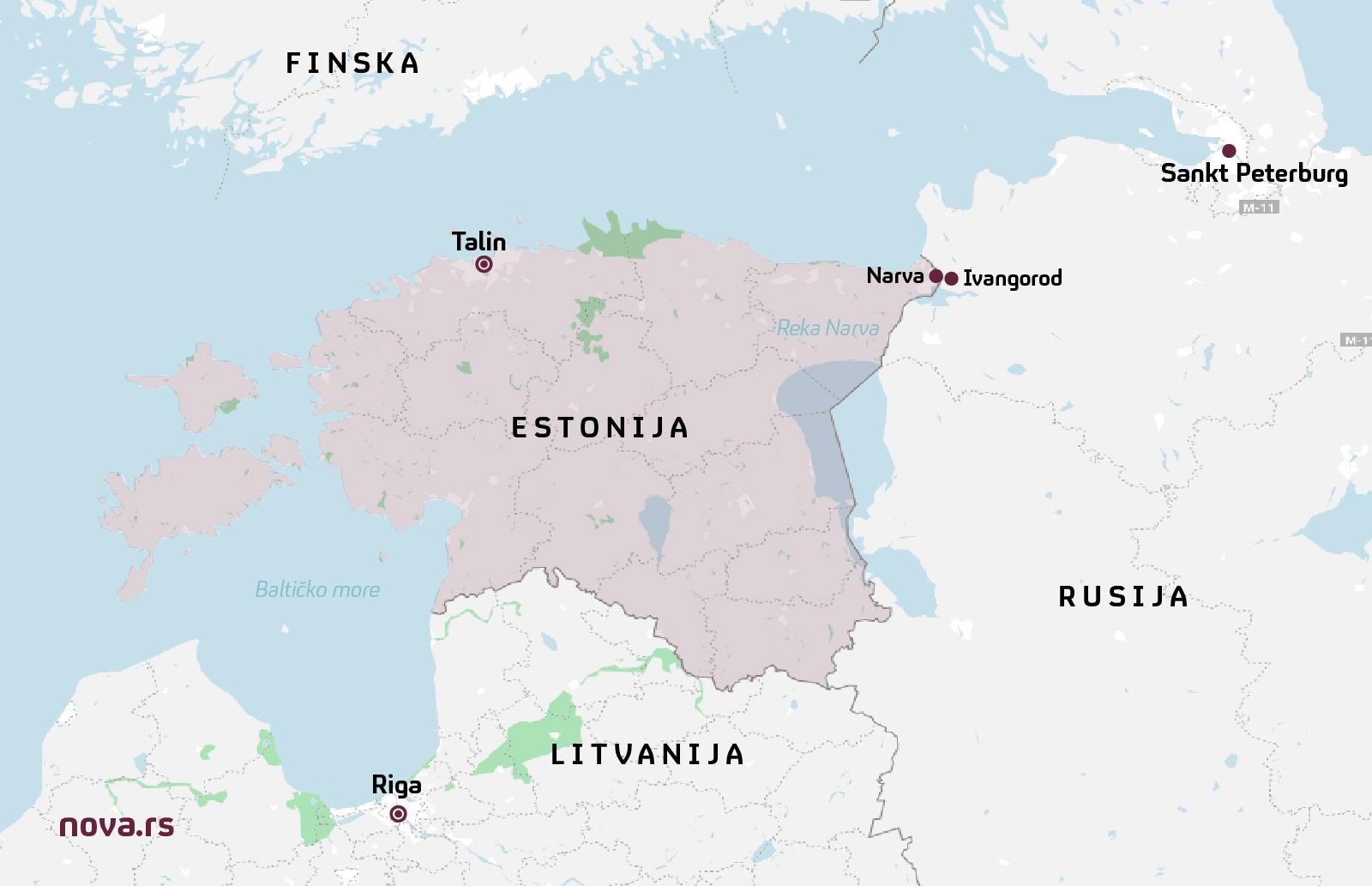 Estonija, mapa Grafika: Slađana Đermanović/Nova.rs