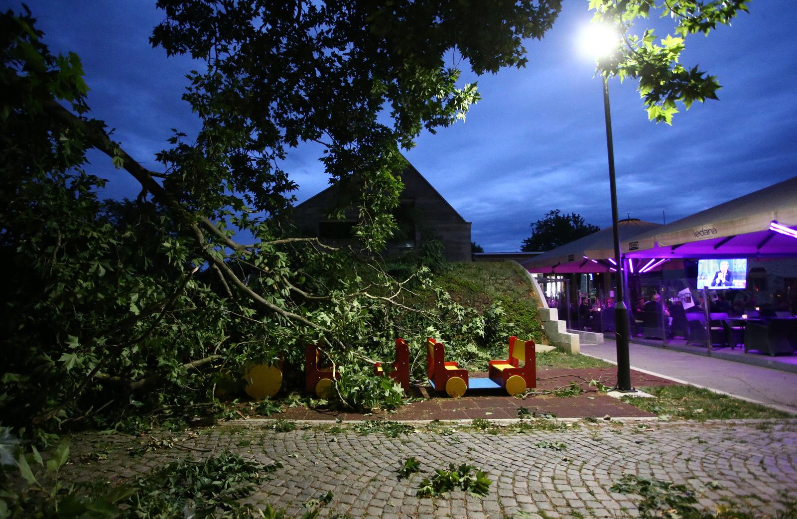 29.06.2020., Velika Gorica - Snazan vjetar srusio stablo u parku. Photo: Matija Habljak/PIXSELL