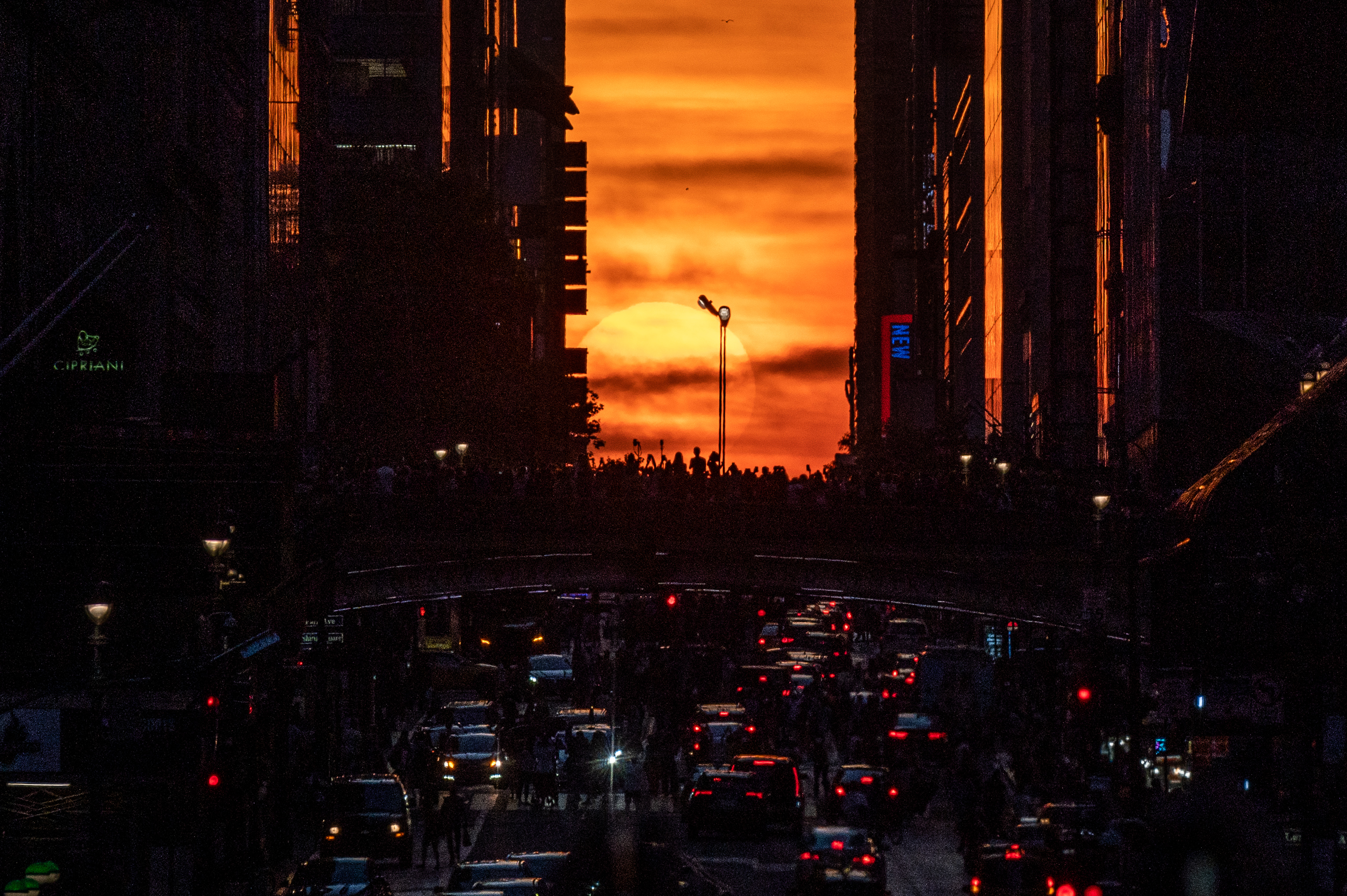 Manhattanhenge Sun Set in New York City - May 30, 2022