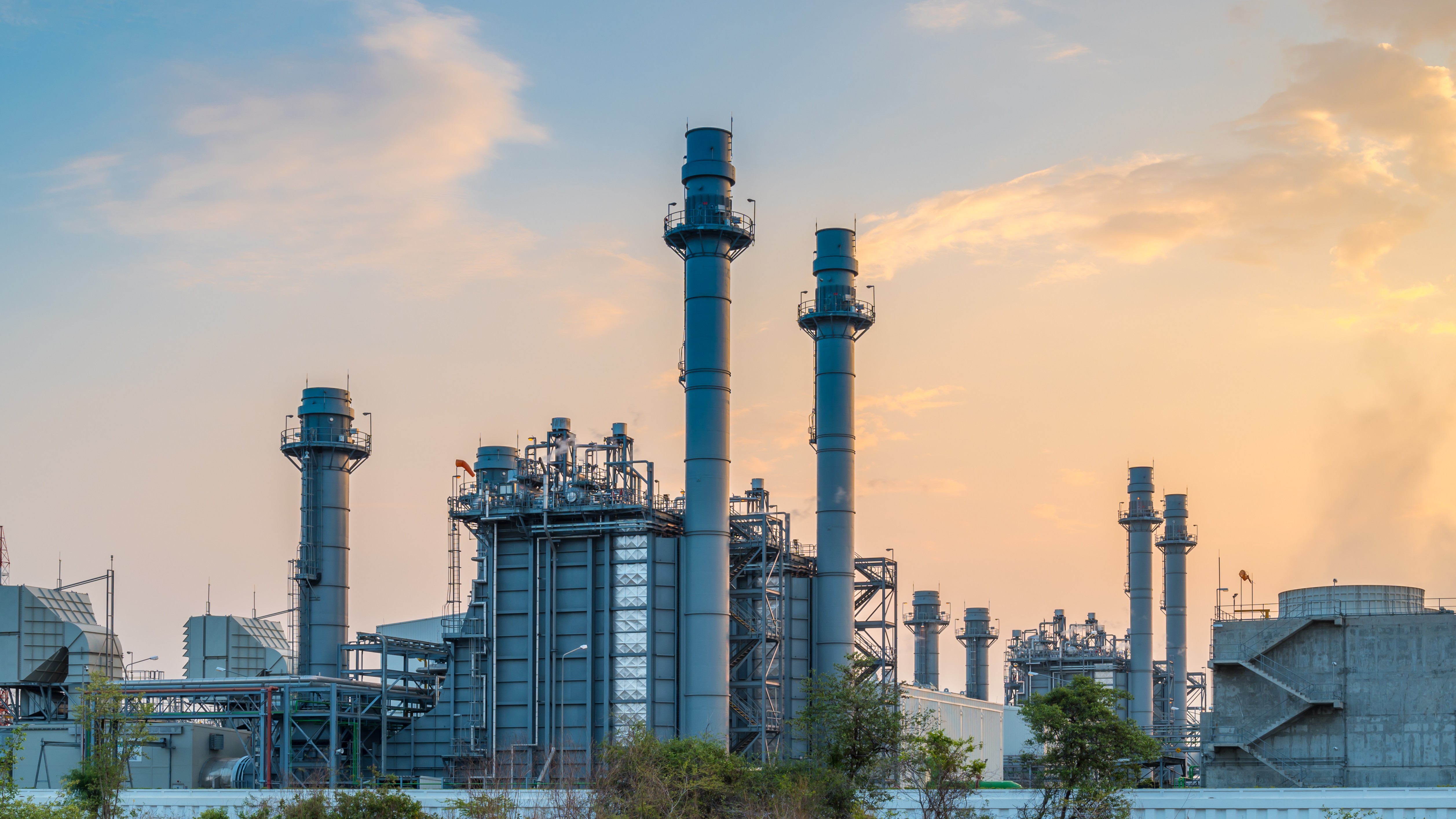 Gas,Turbine,Electrical,Power,Plant,With,In,Twilight,Power,For