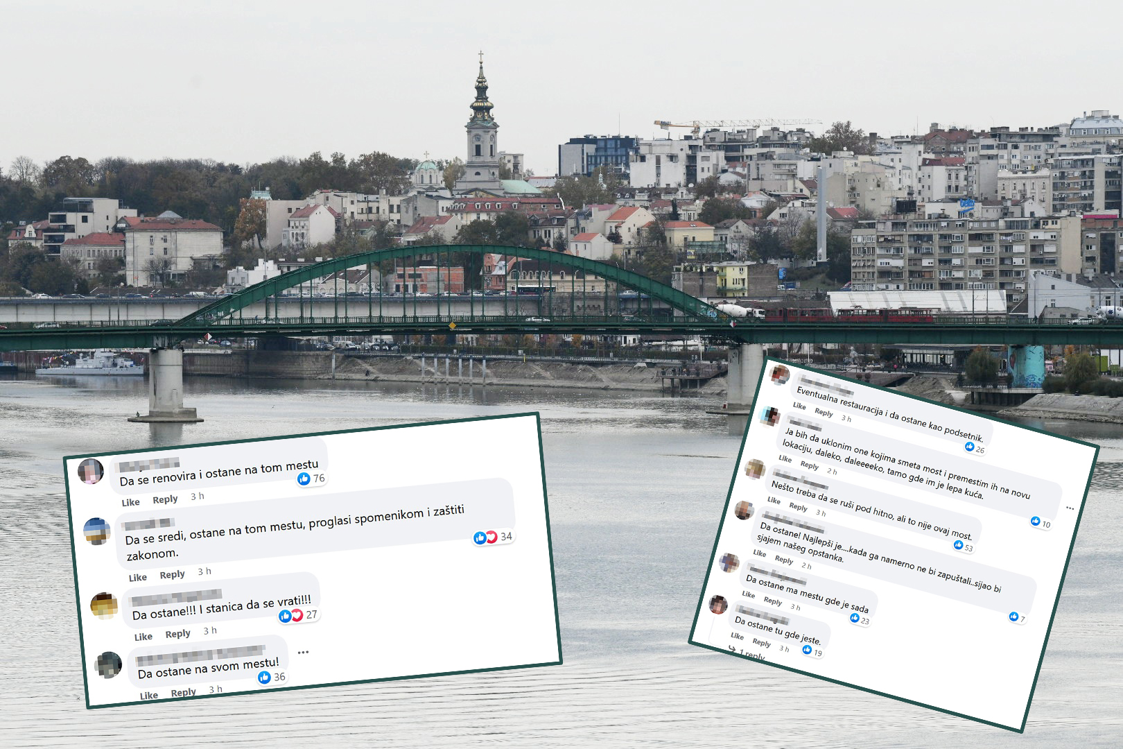 Stari Savski most, komentari, kombo Foto: Vesna Lalić/Nova.rs/Facebook