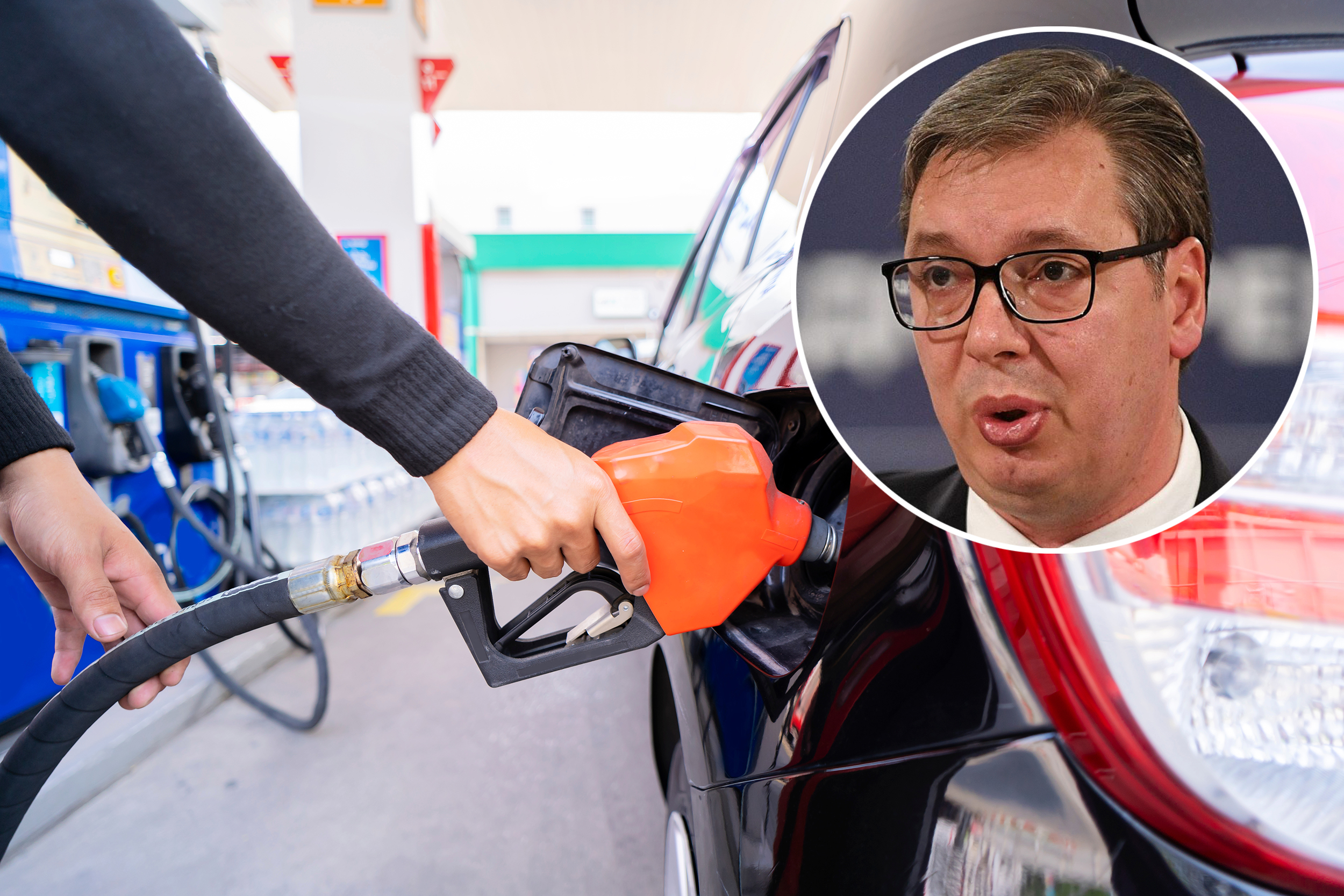 Refuel cars at the fuel pump. The driver hands, refuel and pump the car's gasoline with fuel at the petrol station. Car refueling at a gas station Gas station