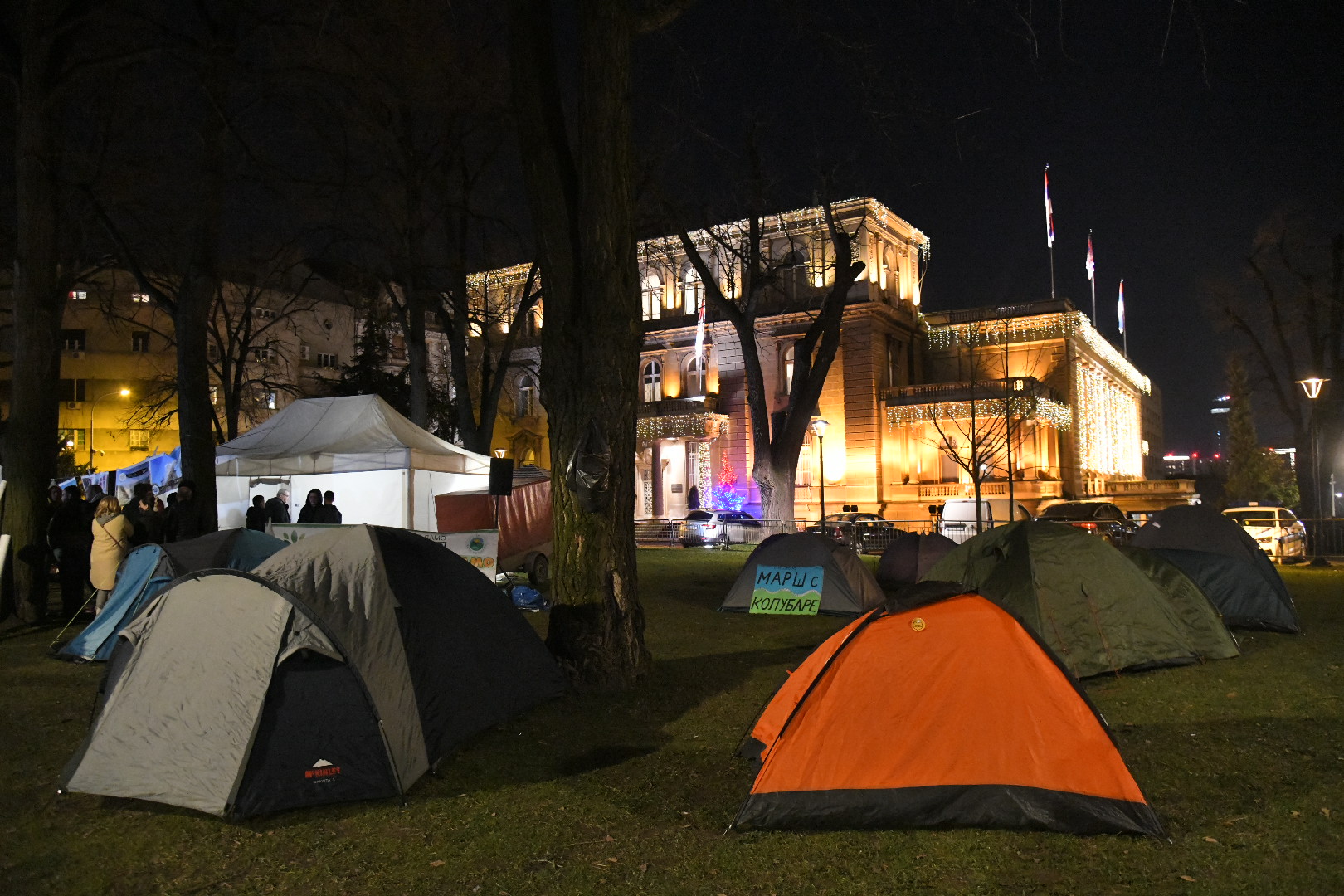Beograd 11. februar 2022. Kampovanje ispred Predsednistva Srbije, ekoloske organizacije, ekoloski protest Foto:Nemanja Jovanović/Nova.rs