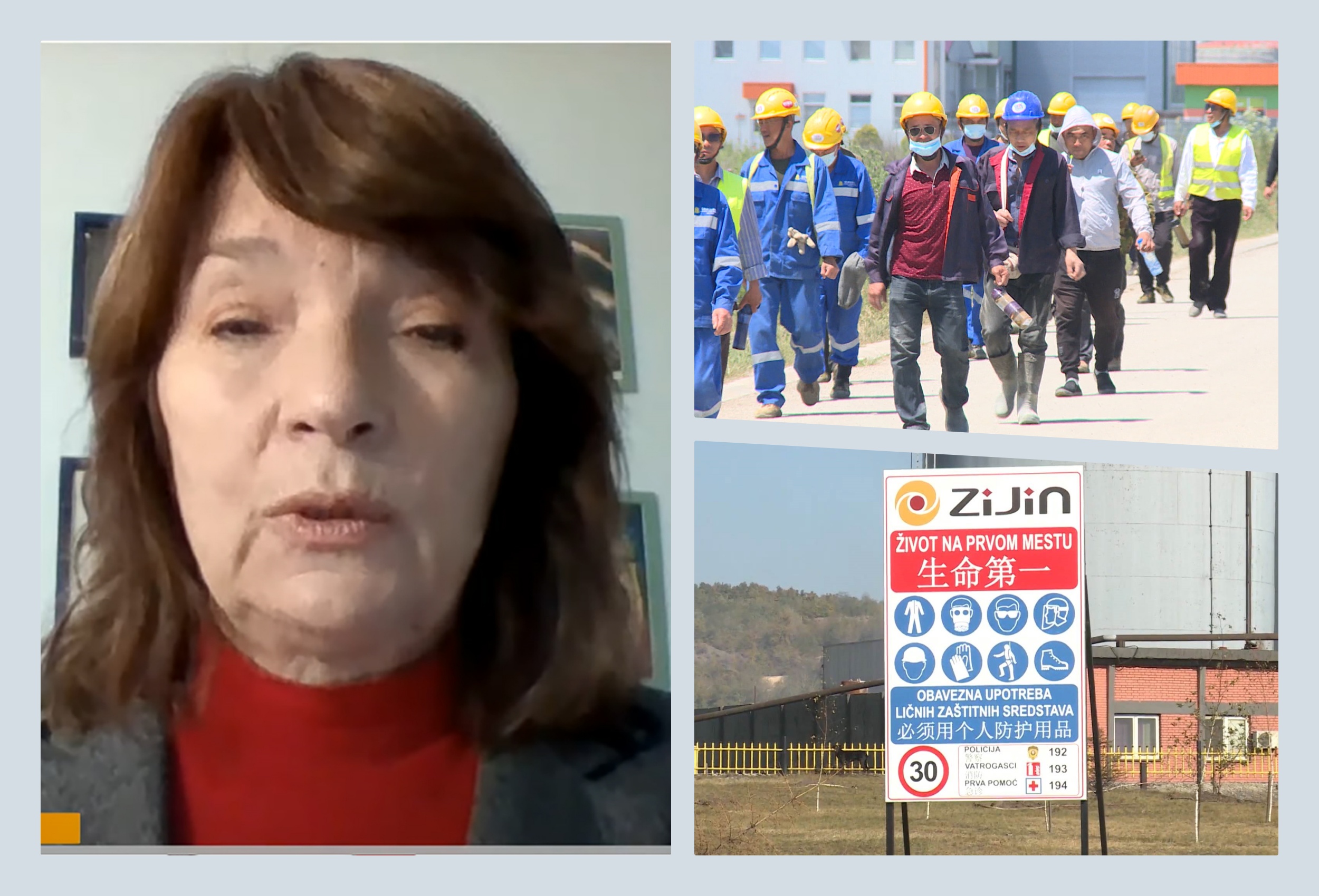 Snežana Šerbula, logo Ziđin i kineski radnici