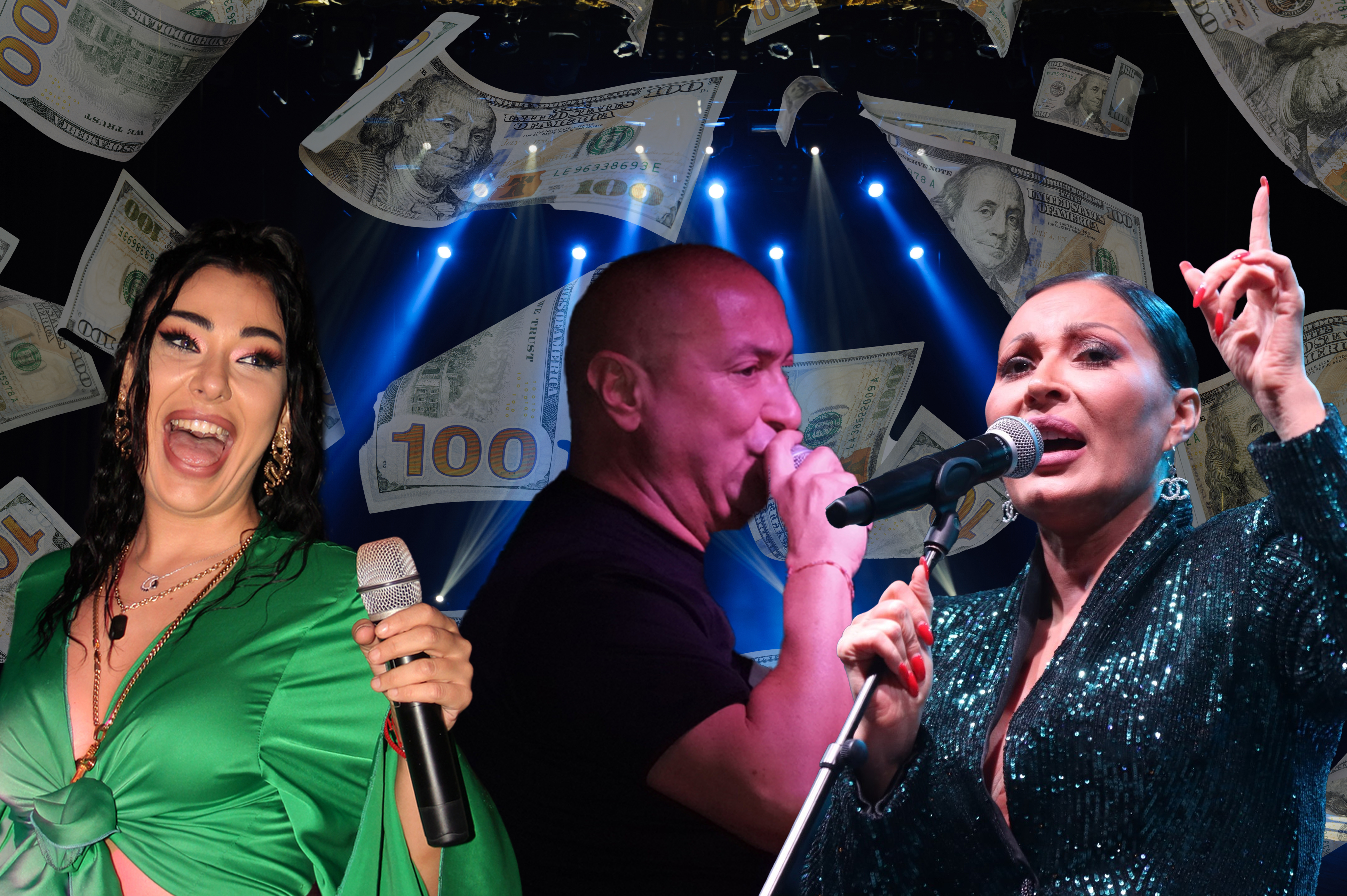 Free stage with lights