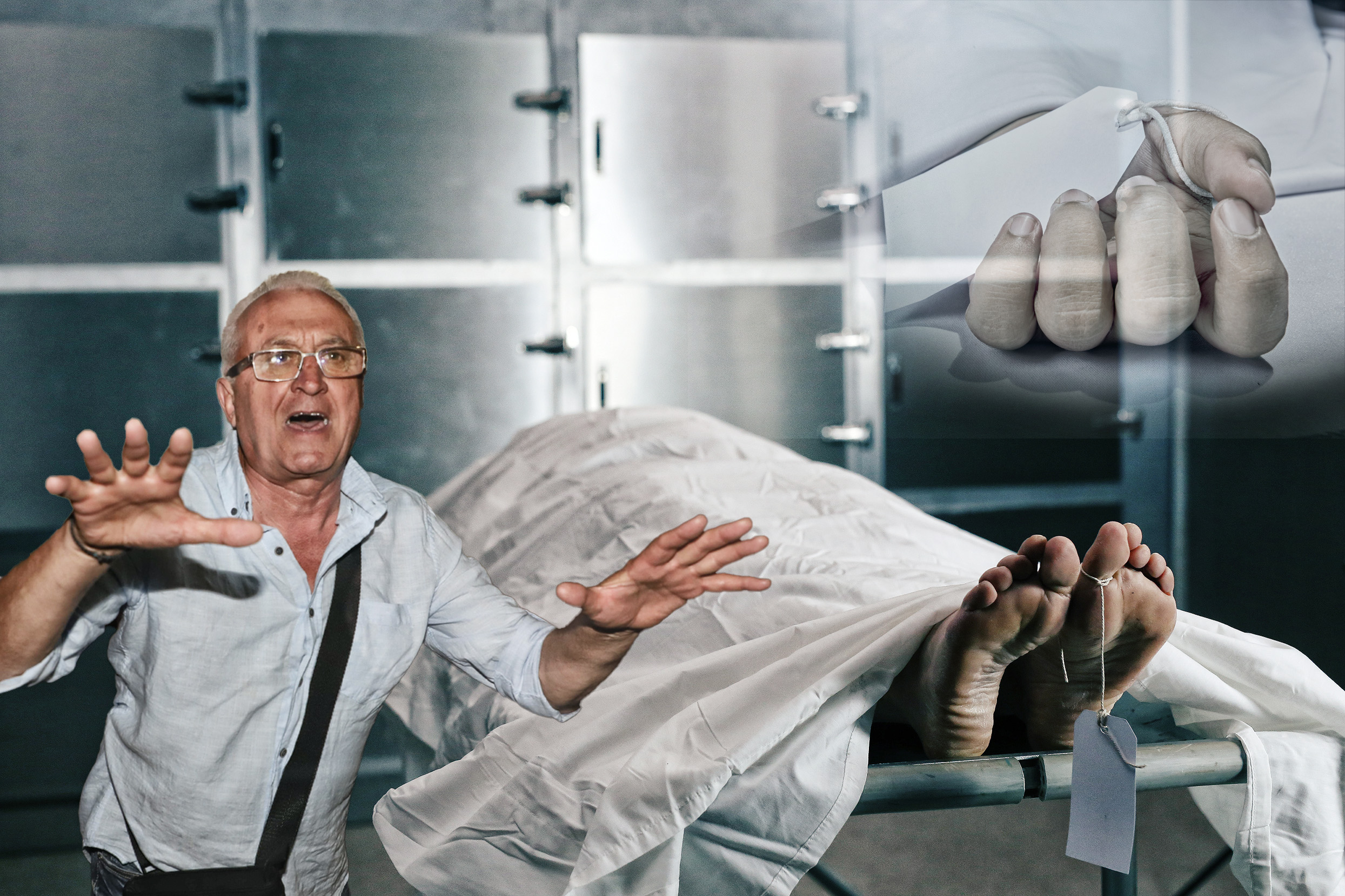 A scene in the hospital morgue where corpses are taken after death