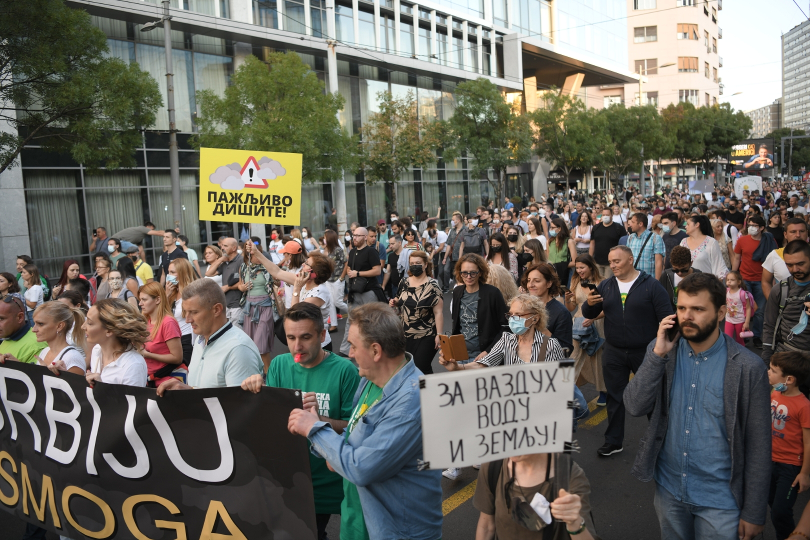 Beograd, 04.09.2021. Trg Slavija, Protest protiv zagađenja vazduha, Eko straža, šetnja Foto: Goran Srdanov/Nova.rs