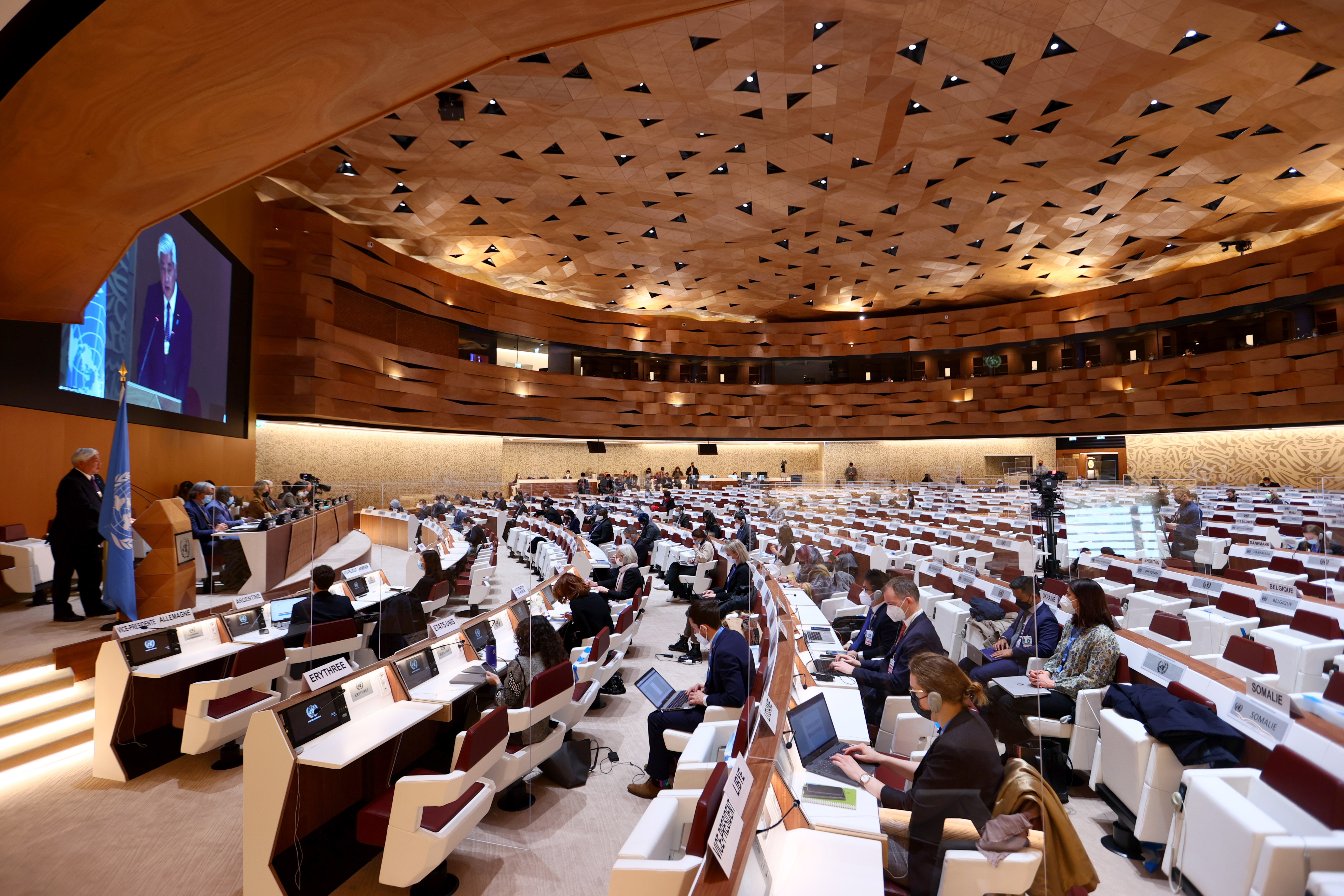 epa09796058 Nakatani Gen, Japan's Prime Minister's Special Advisor on human rights addresses the Human Rights Council at the United Nations in Geneva, Switzerland, 02 March 2022.  EPA-EFE/DENIS BALIBOUSE / POOL POOL