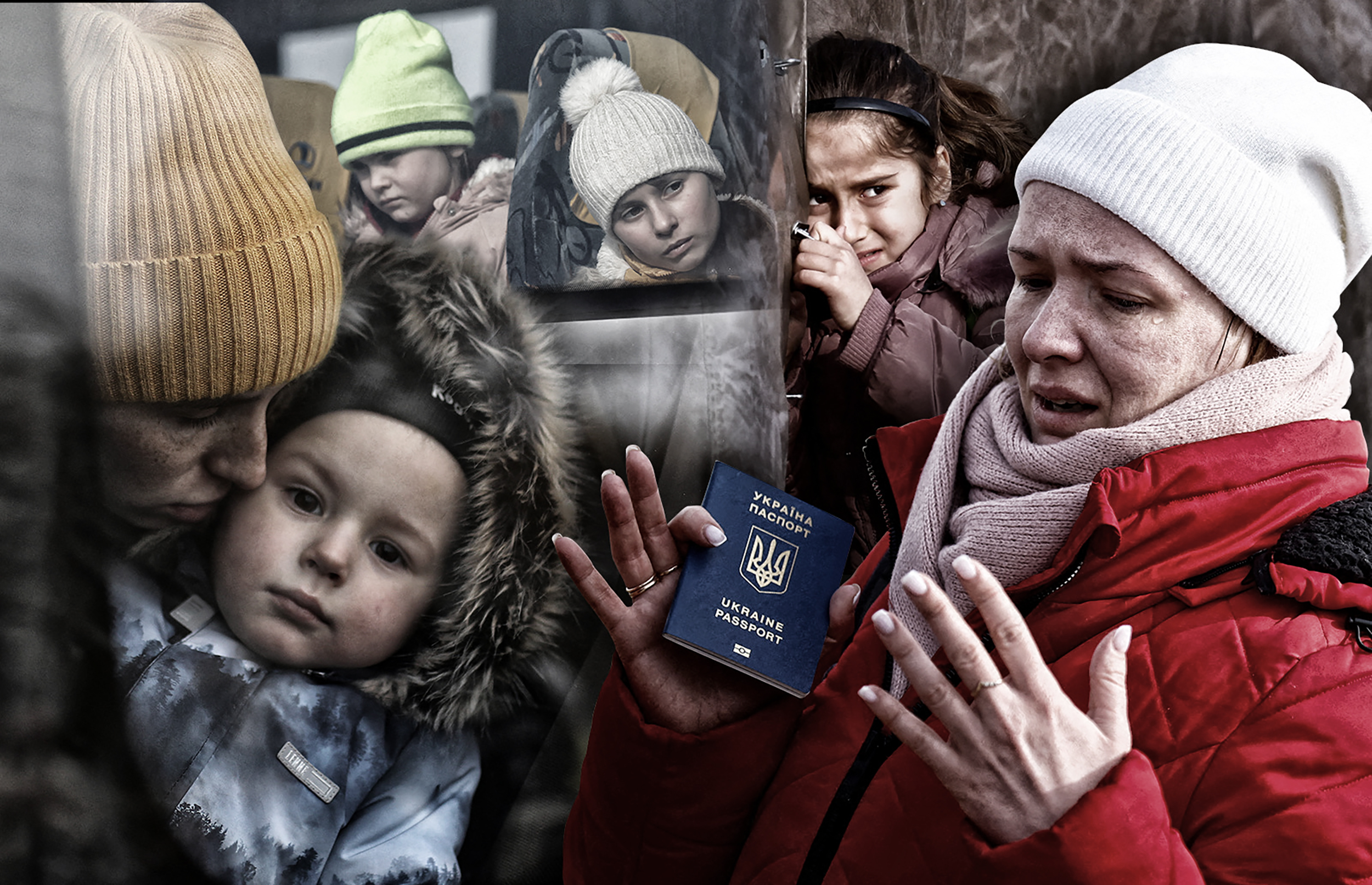 ukraine izbeglice ljudi kombo 2