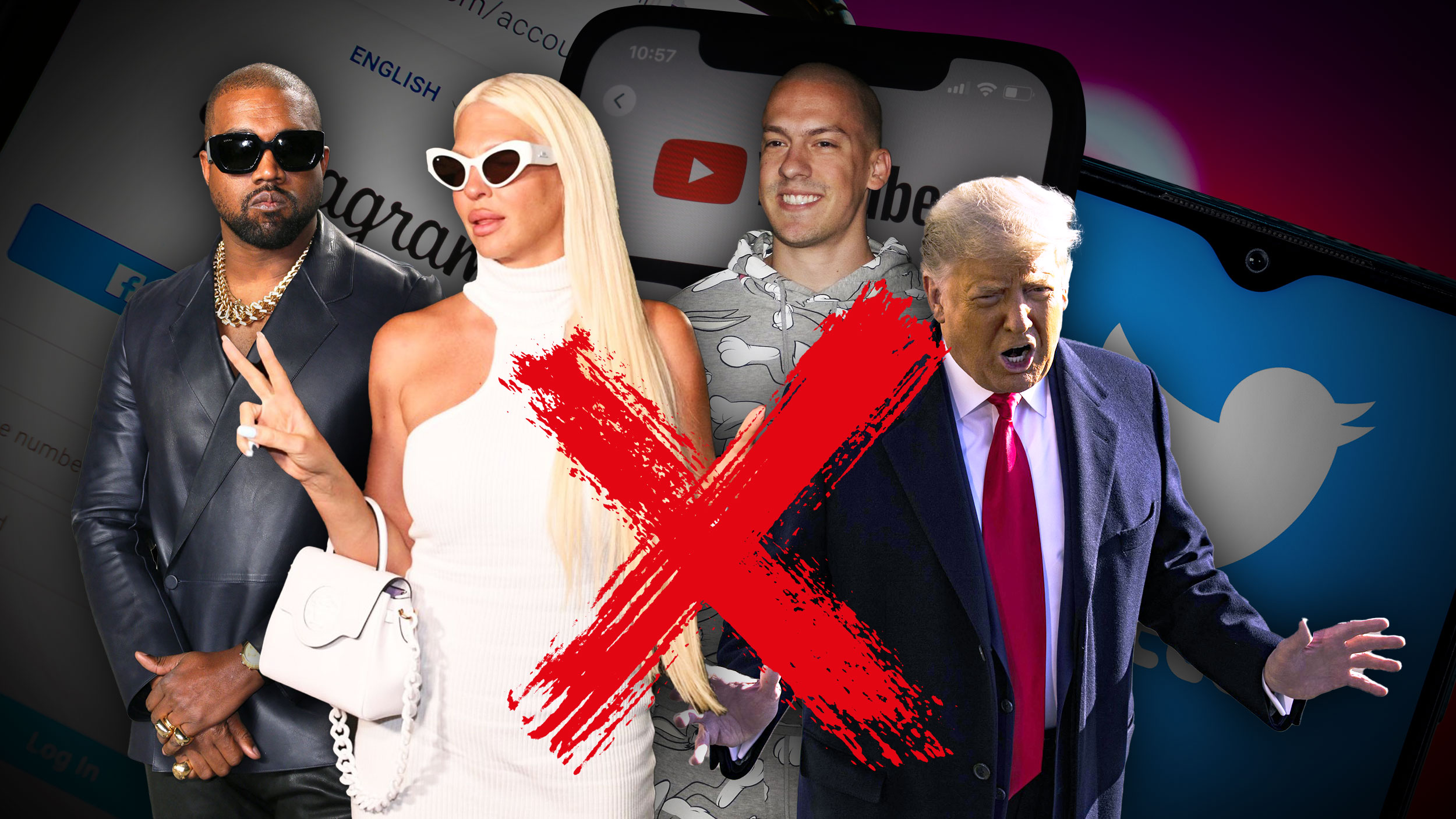 Baka Prase, Jelena Karleuša, Kanje Vest, Donald Tramp, Slavni i bogati, a prognani,  Izgubili naloge na mrežama