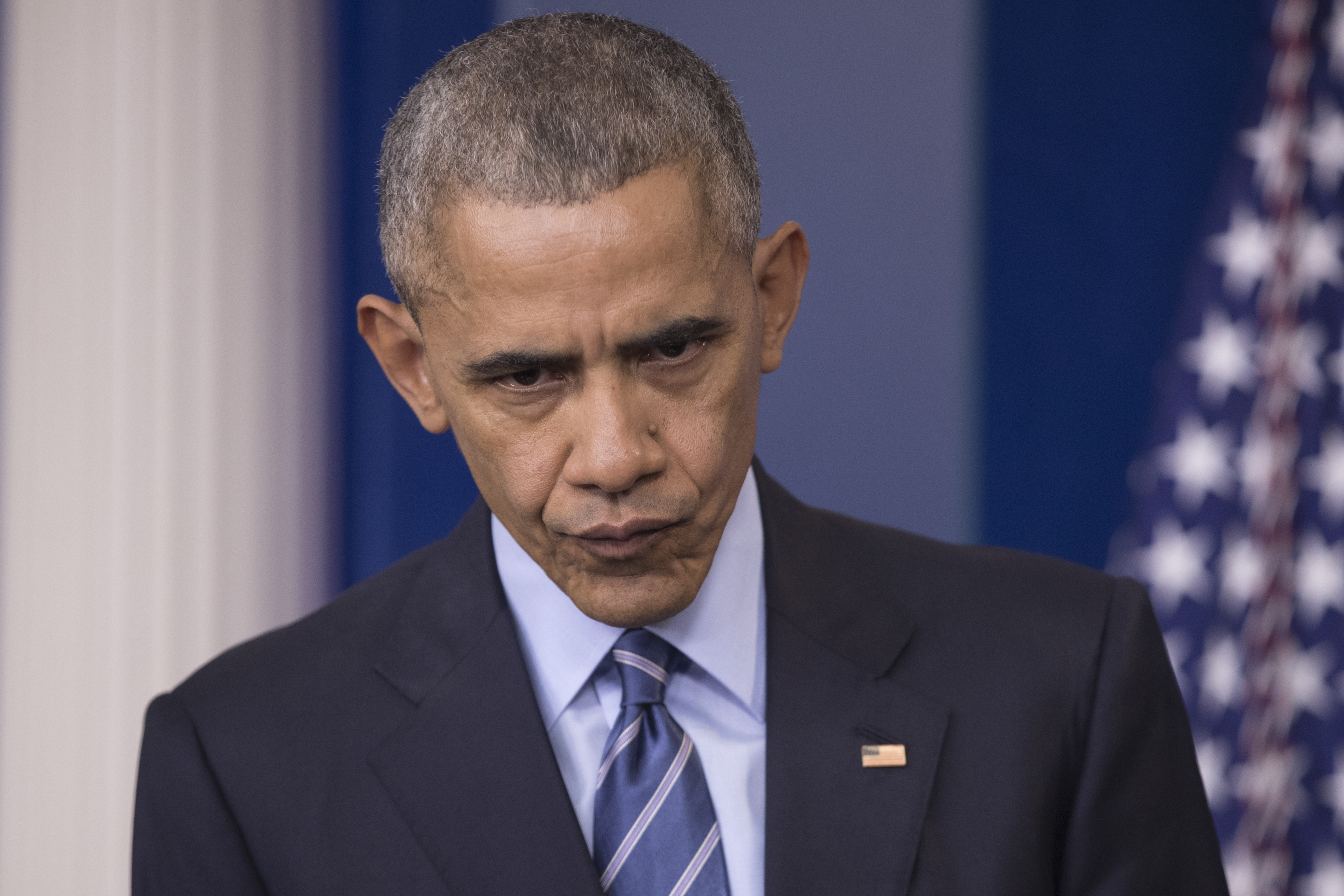 US President Barack Obama holds a news conference