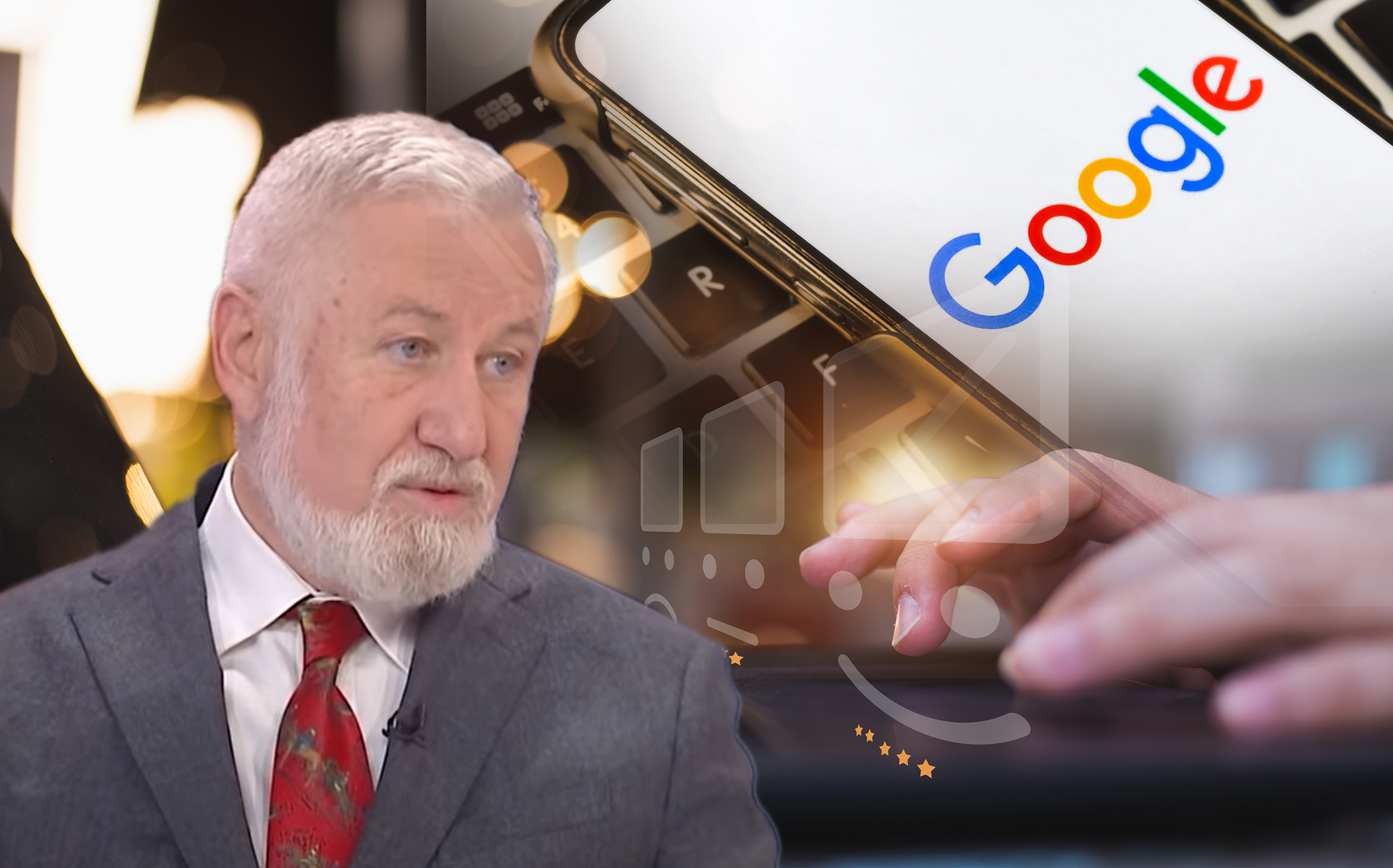 Businessman,Pressing,Face,Emoticon,On,The,Keyboard,Laptop,And,Checklist