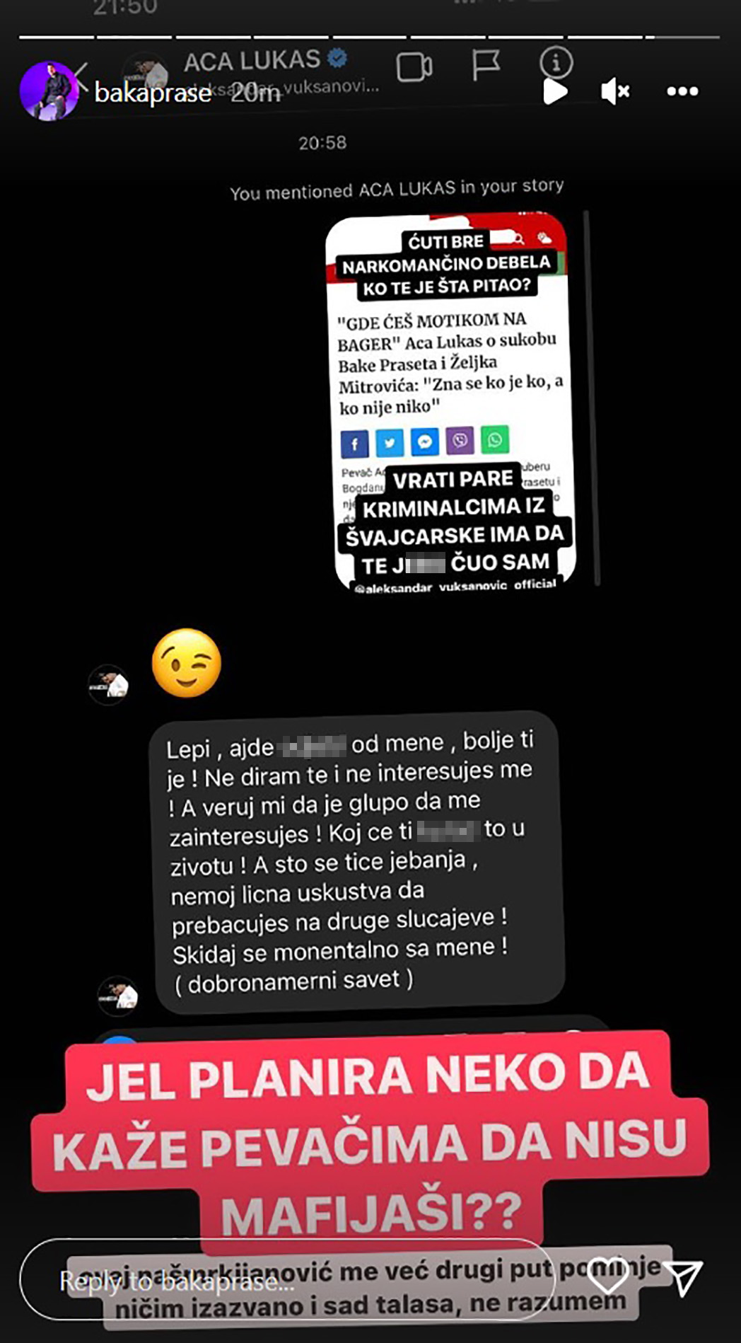 Baka Prase, Aca Lukas