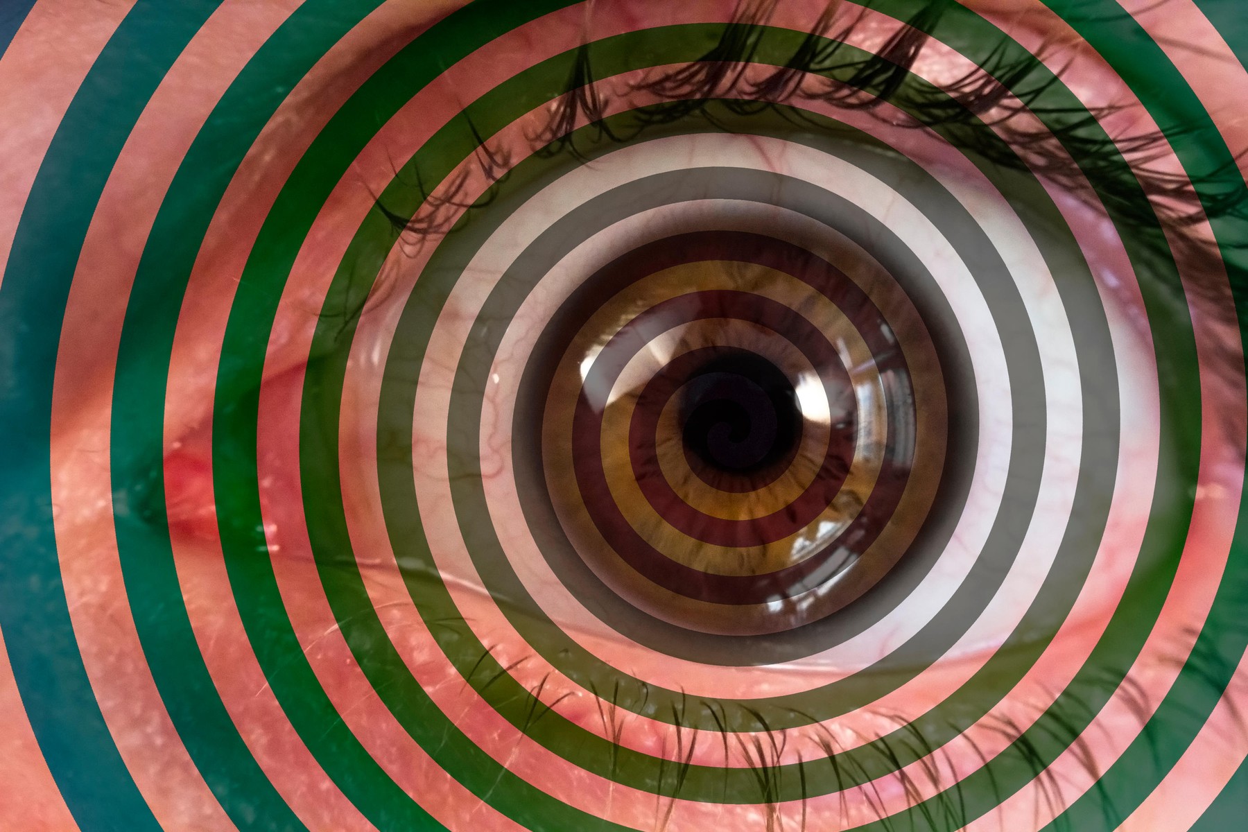 Psychedelic hypnosis swirl eyeball optical illusion
